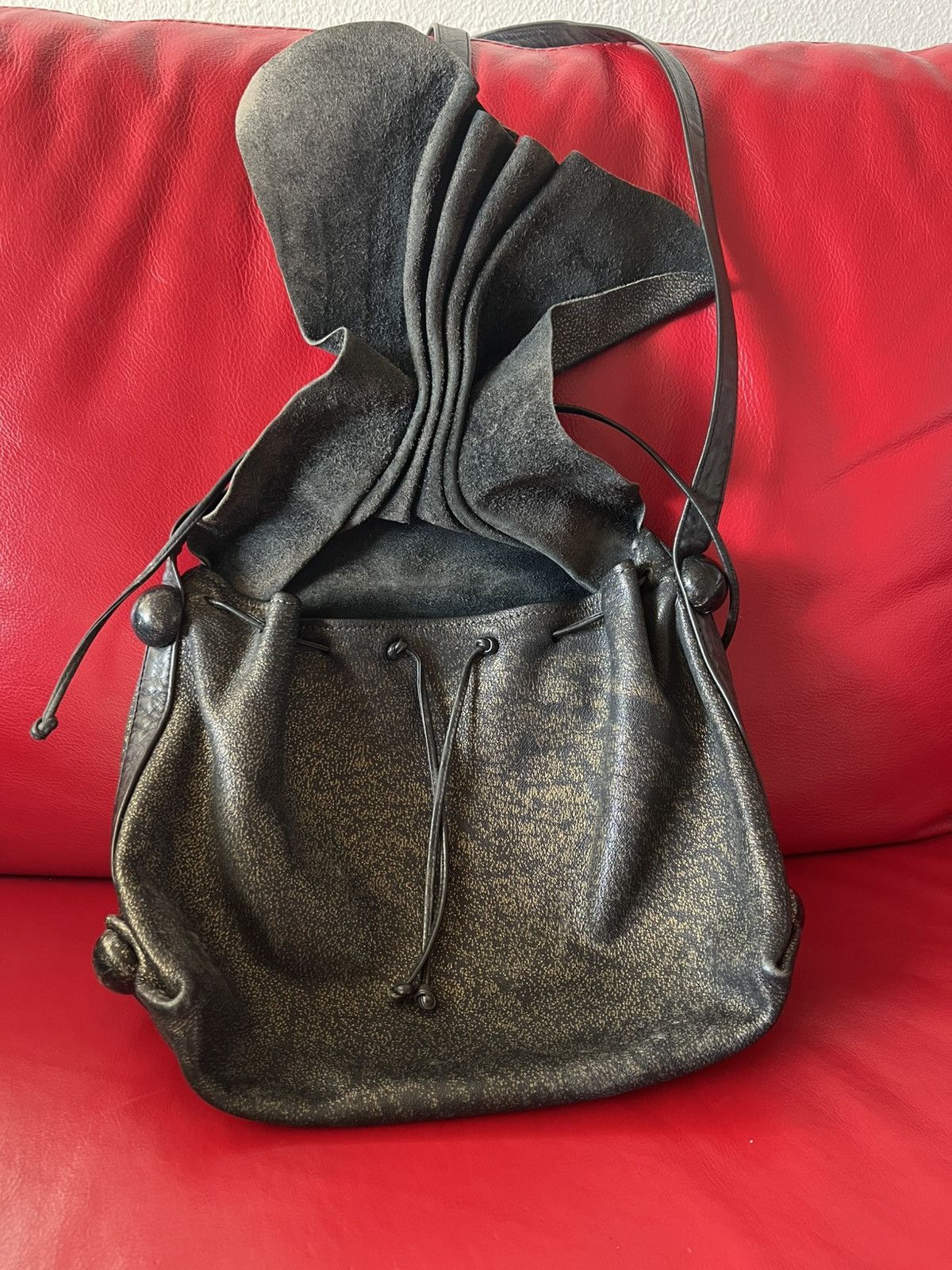 Other Carlos Falchi Vintage Black Leather Butterfly Bag USA made Size ONE SIZE - 8 Thumbnail