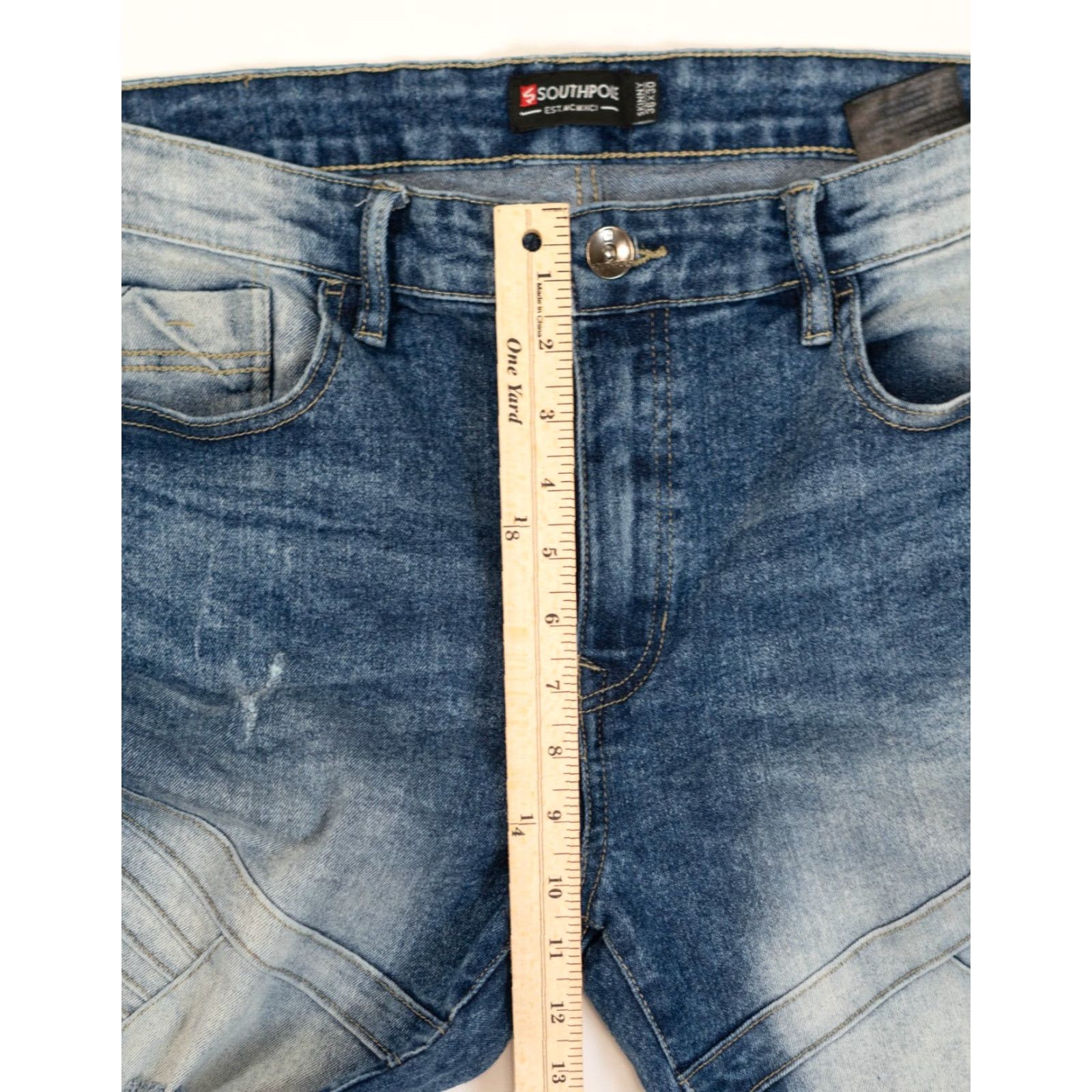 Southpole Southpole Jeans Mens Skinny 90s Biker Denim Blue 36 x 30 Regular Belt Loops 5-Pocket Vintage Size US 36 / EU 52 - 7 Thumbnail
