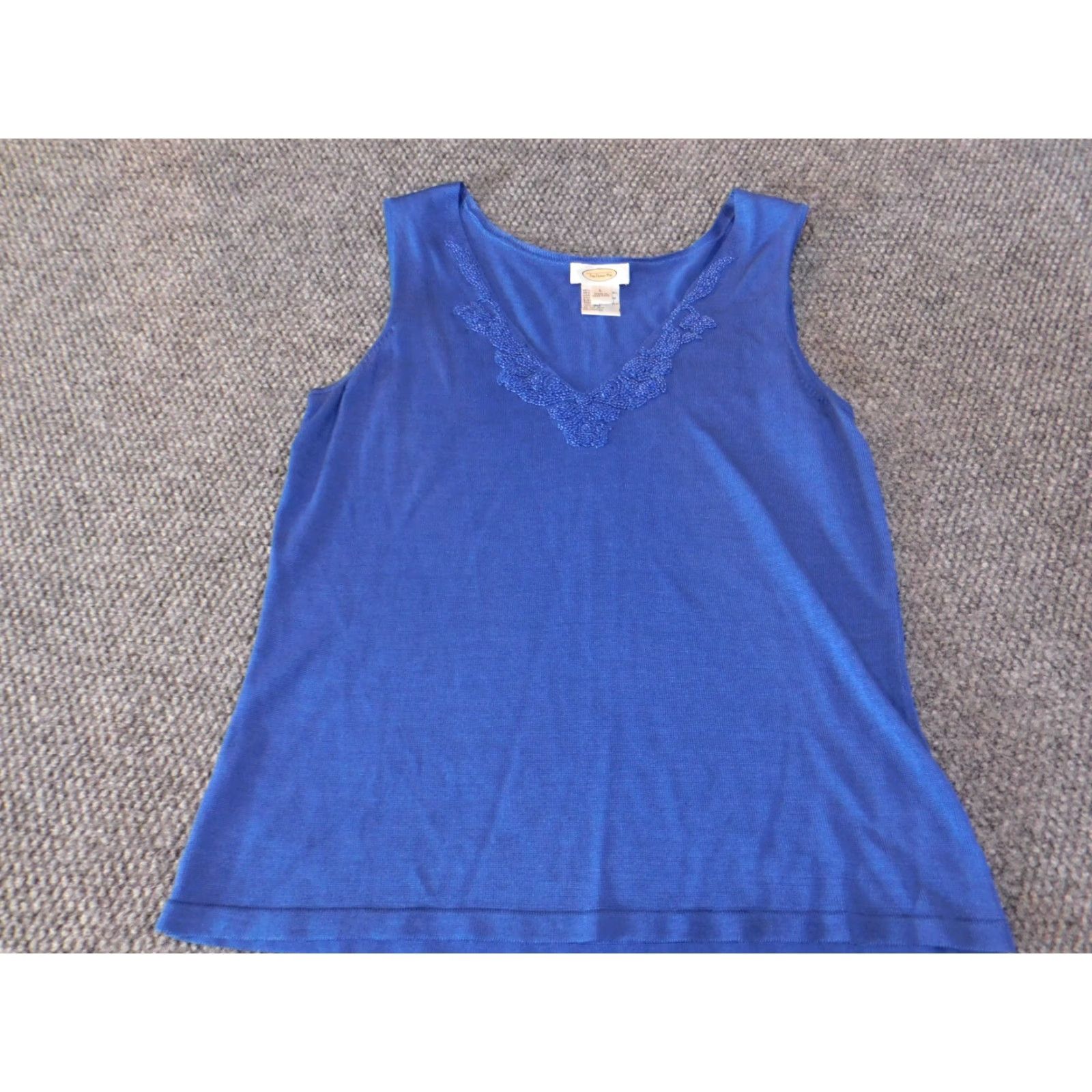 Talbots Talbots Blouse Women Large Blue Sleeveless Round Neck Lyocell Rayon Classic Casual Solid Size L / US 10 / IT 46 - 3 Thumbnail