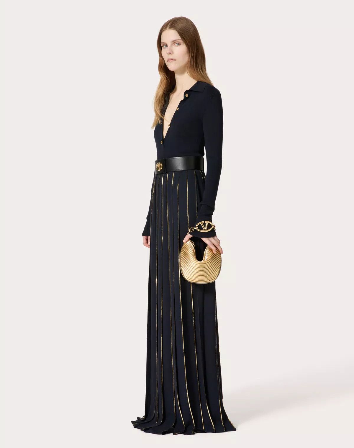 Valentino o1s1wg110426 Silk Cashmere Jumper in Navy Size XS / US 0-2 / IT 36-38 - 3 Thumbnail