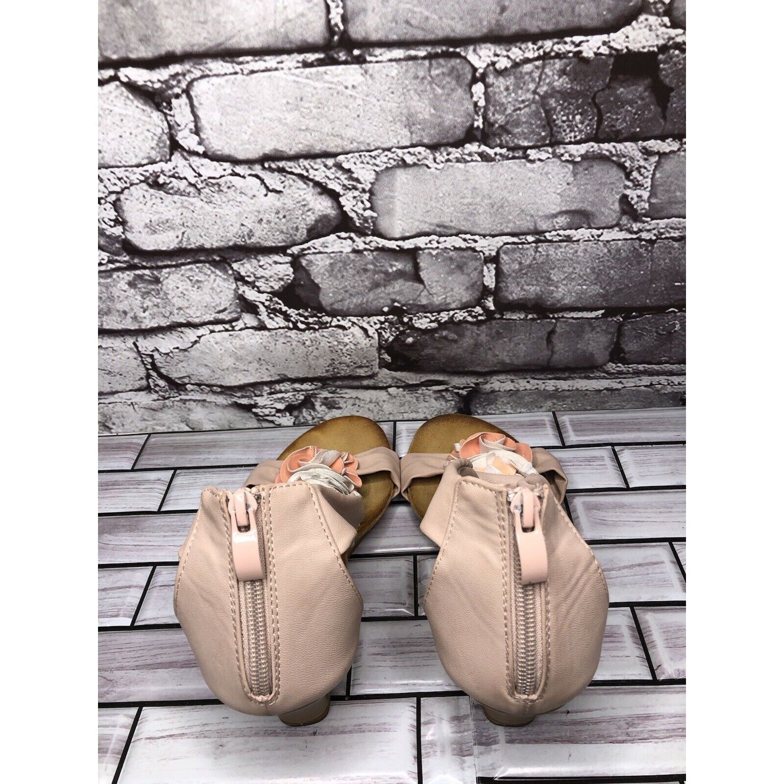 Other Patrizia Blush Pink Flower Faux Leather Harlequin Wedge Sand Size US 7.5 / IT 37.5 - 5 Thumbnail