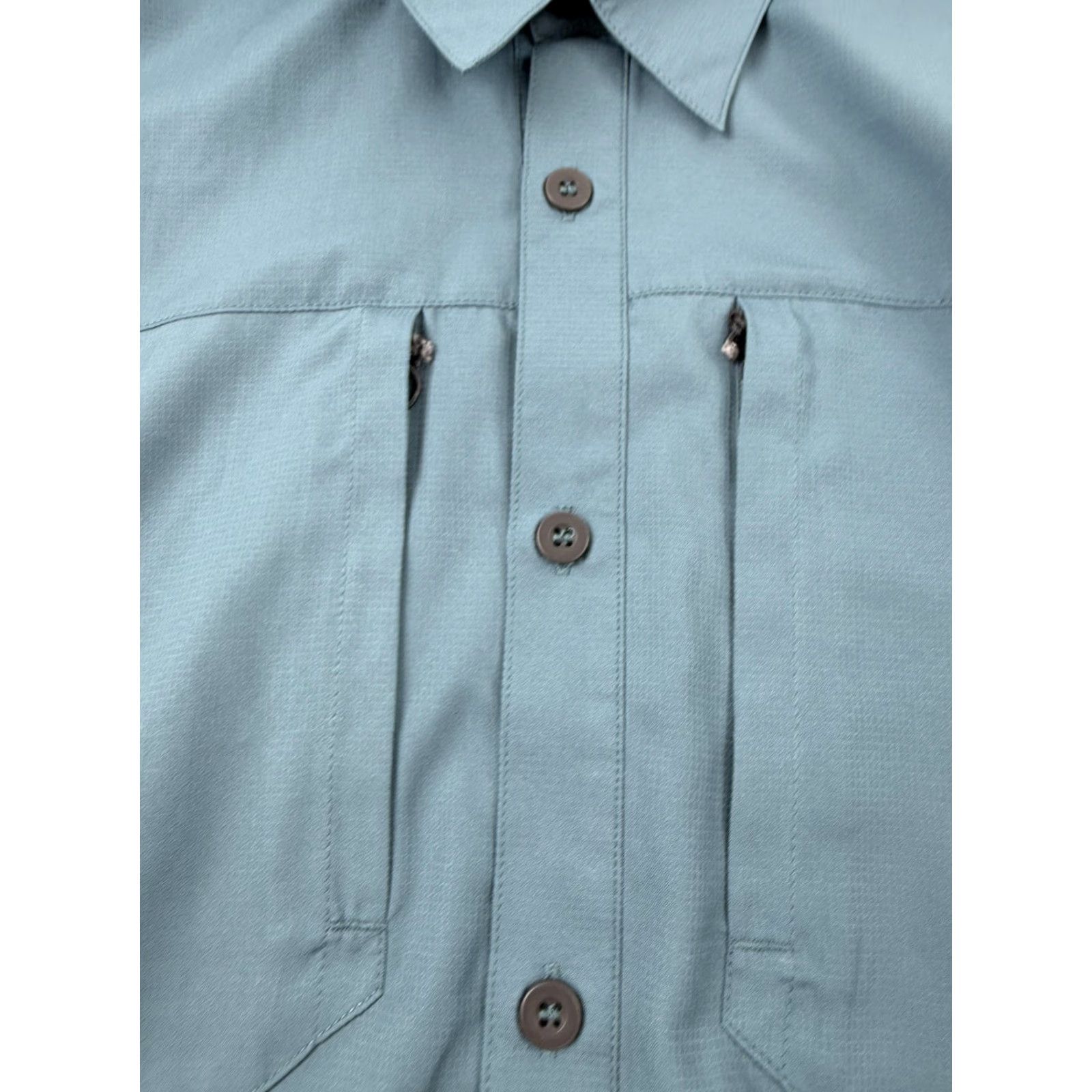 Vintage Veil Camo Shirt Mens Large Blue Solid Short Sleeve Button Front Travel Outdoor Size US L / EU 52-54 / 3 - 4 Thumbnail