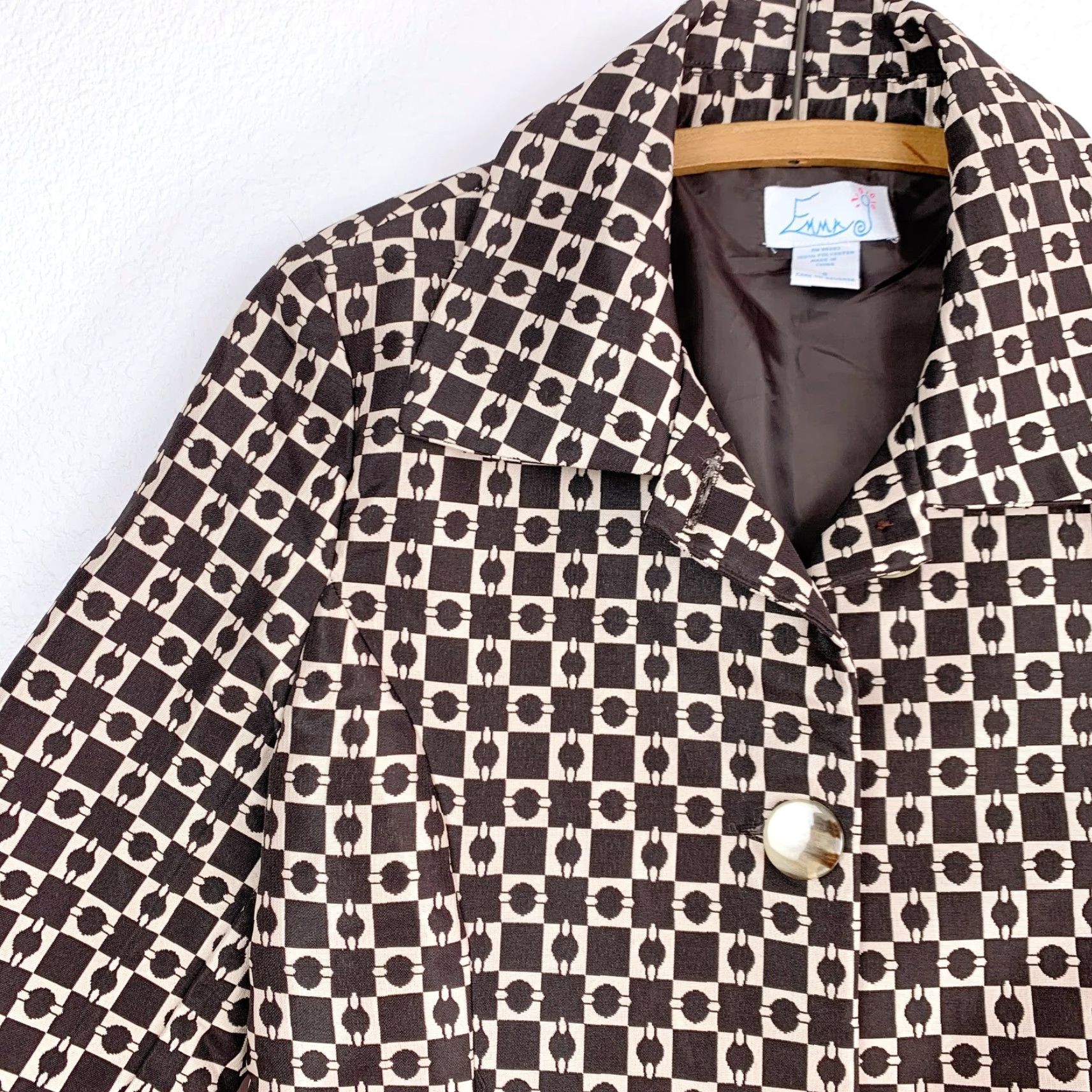 Vintage Emma G Three Button Mod Tapestry Look Brown Tan Jacket Coat Size Small Womens Basic Jacket Size S / US 4 / IT 40 - 3 Thumbnail