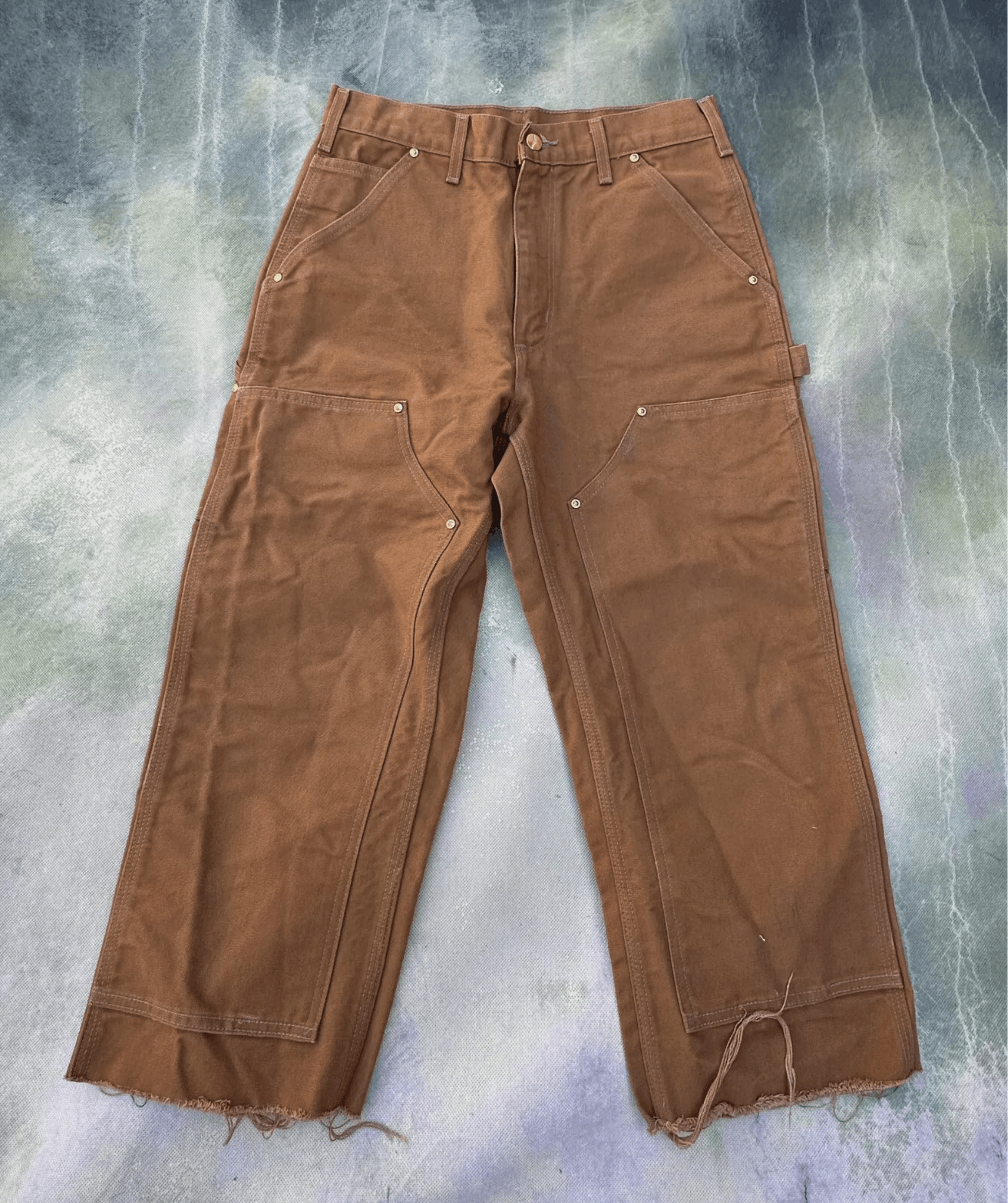 image of Vintage Carhartt Men's Brown Double Knee Canvas Pants in Light Brown (Size 30)