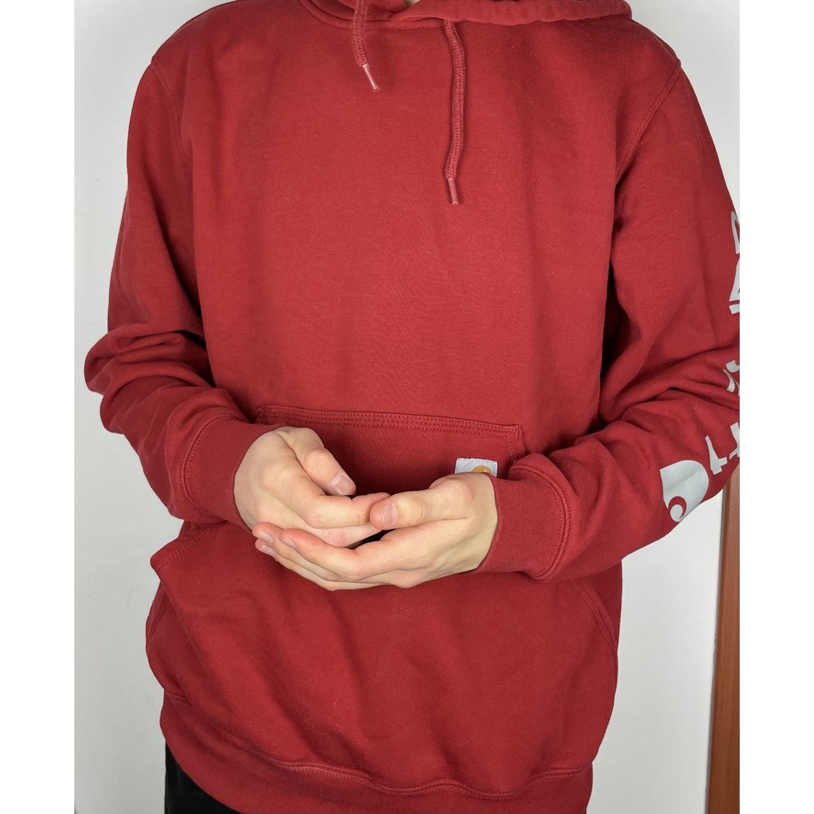 Carhartt Carhartt Men Red Signature Sleeve Logo Original Fit Hoodie S Size US S / EU 44-46 / 1 - 2 Thumbnail