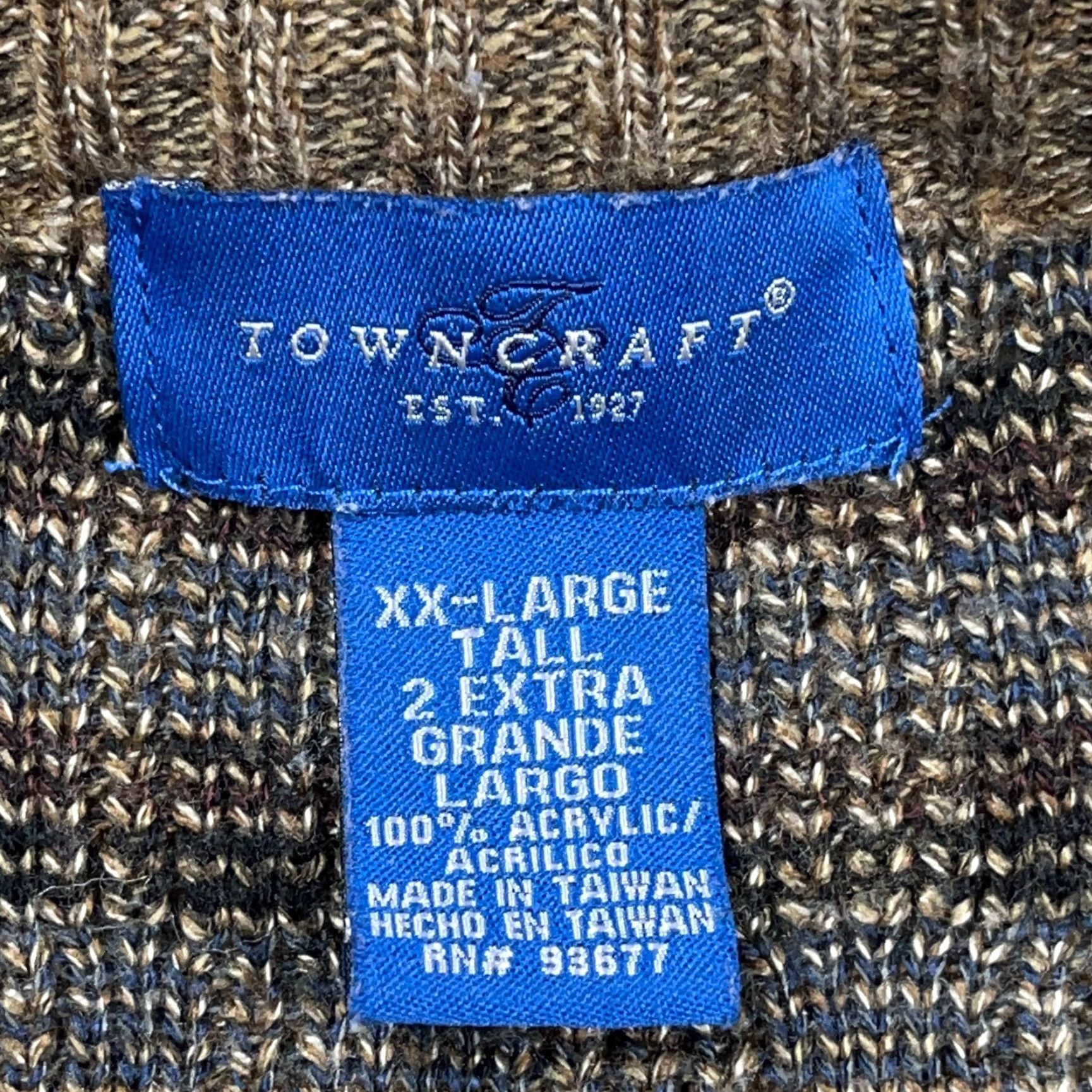 Vintage VINTAGE TownCraft Men's Sweater Shirt 2XLT Brown Geometric Acrylic Knit Crew Neck Heavyweight Pullover Retro 80s 90s Grade Cosby Grandpa Style Mens Size US XXL / EU 58 / 5 - 3 Thumbnail