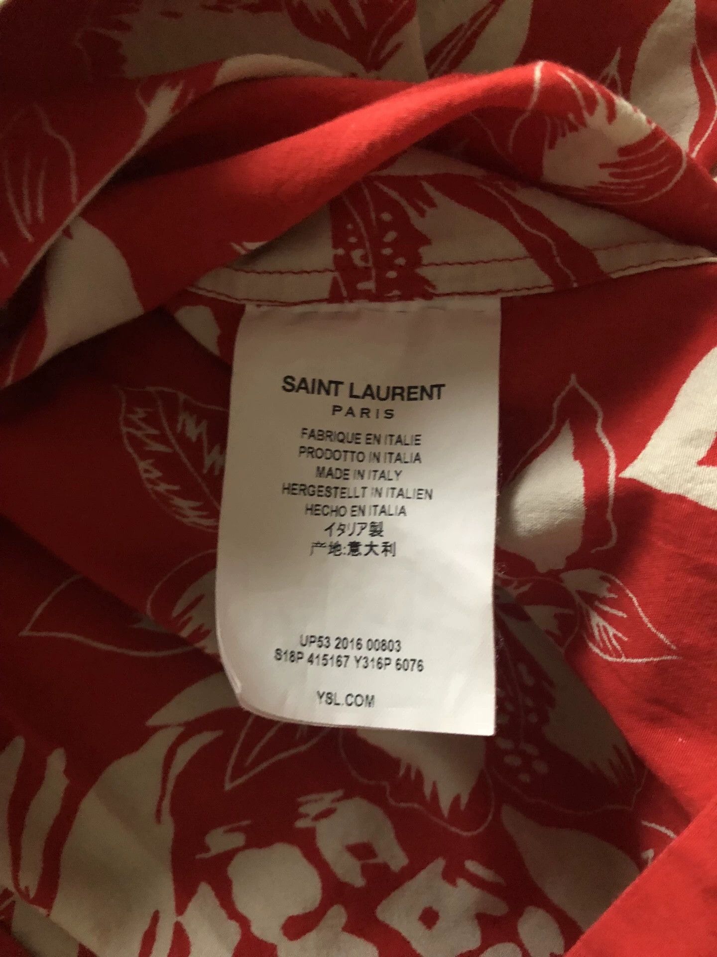 Saint Laurent Paris Saint Laurent Paris 16ss Red Pineapple Hawaiian Shirt-2505 Size US M / EU 48-50 / 2 - 4 Thumbnail