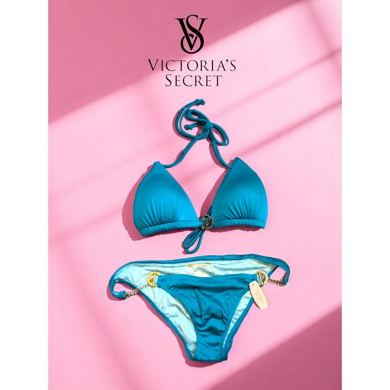 Victoria's Secret NWT Victoria’s Secret Bikini Set XS/S Teal Gold Charm Detail Size S / US 4 / IT 40 - 1 Thumbnail
