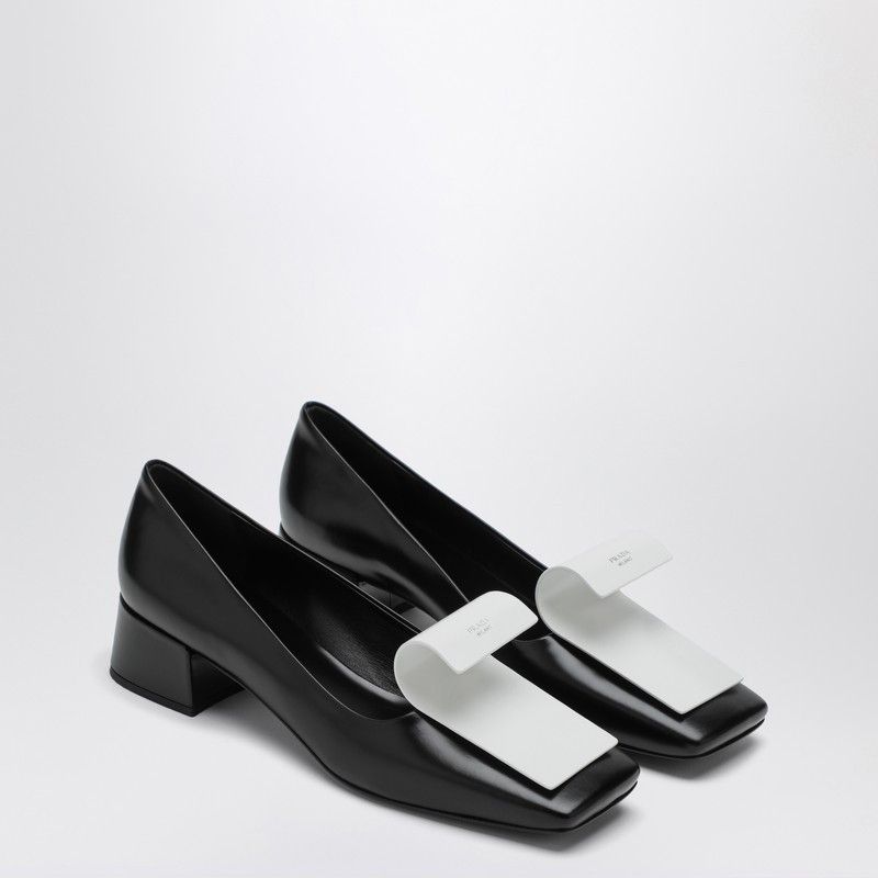 Prada Prada Black And White Leather Décolleté Size US 8 / IT 38 - 1 Thumbnail