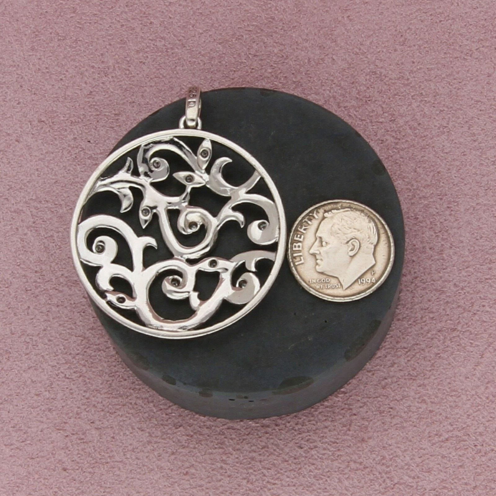 Sterling Silver sterling silver diamond swirls pendant Size ONE SIZE - 3 Thumbnail