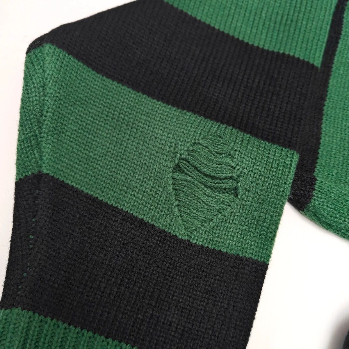 Other Psychic Children Green & Black Distressed Striped Sweater Size US L / EU 52-54 / 3 - 4 Thumbnail