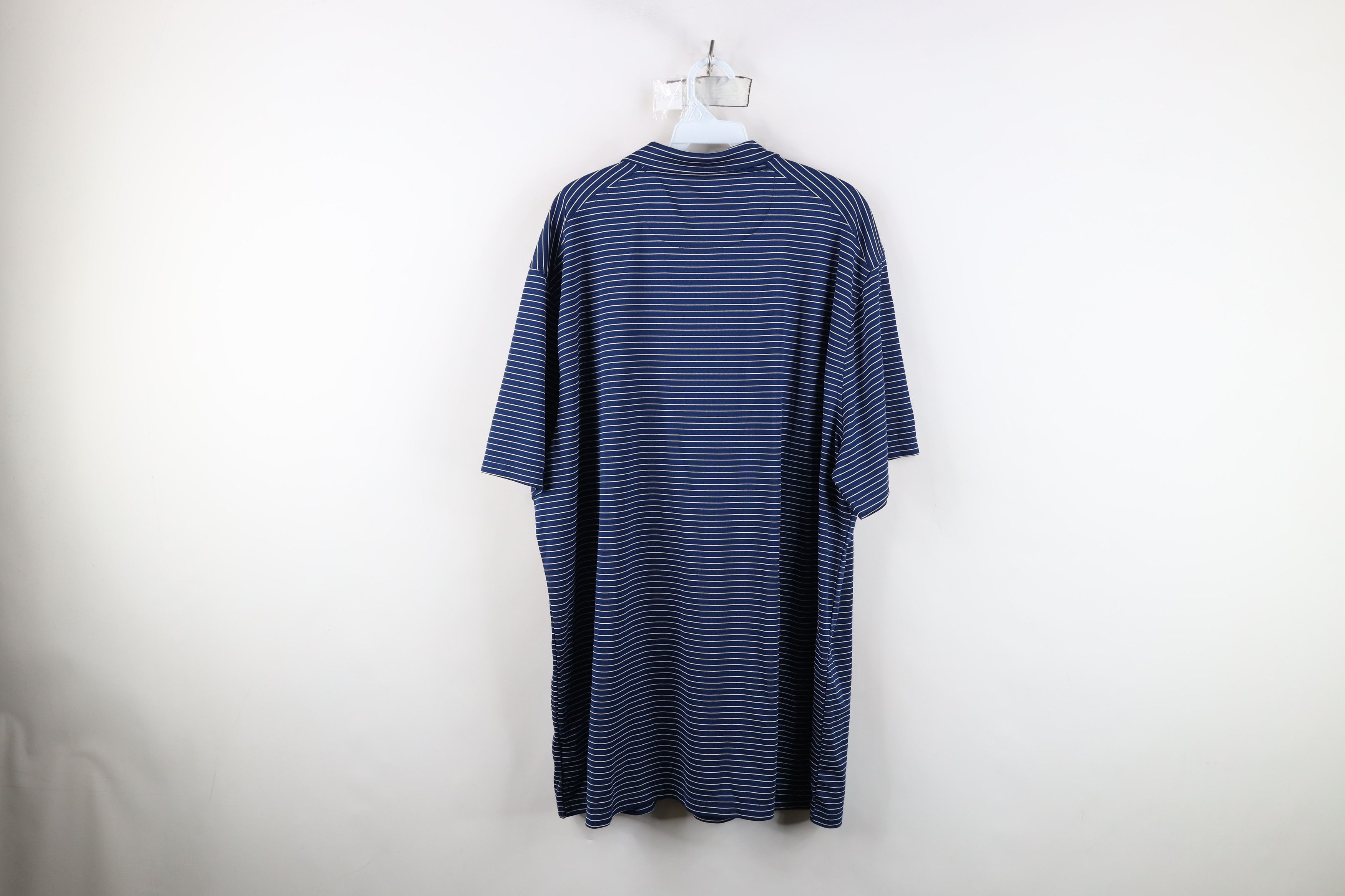 Nike Nike Scott Mini Swoosh Pinstriped Knit Golf Polo Shirt Blue Size US XXL / EU 58 / 5 - 10 Thumbnail