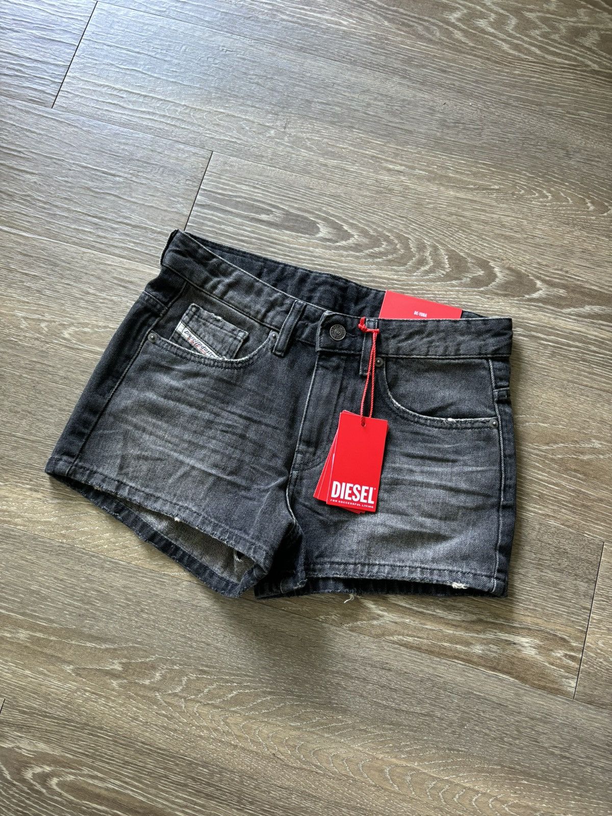 Crazy Y2K Diesel Industry Black Denim Shorts W 26