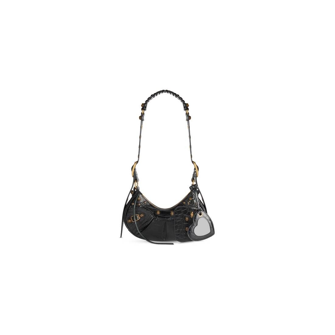 Balenciaga le cagole xs shoulder bag in extra-soft black crocodile-embossed calfskin leather with antique gold-tone hardware Size ONE SIZE - 1 Thumbnail