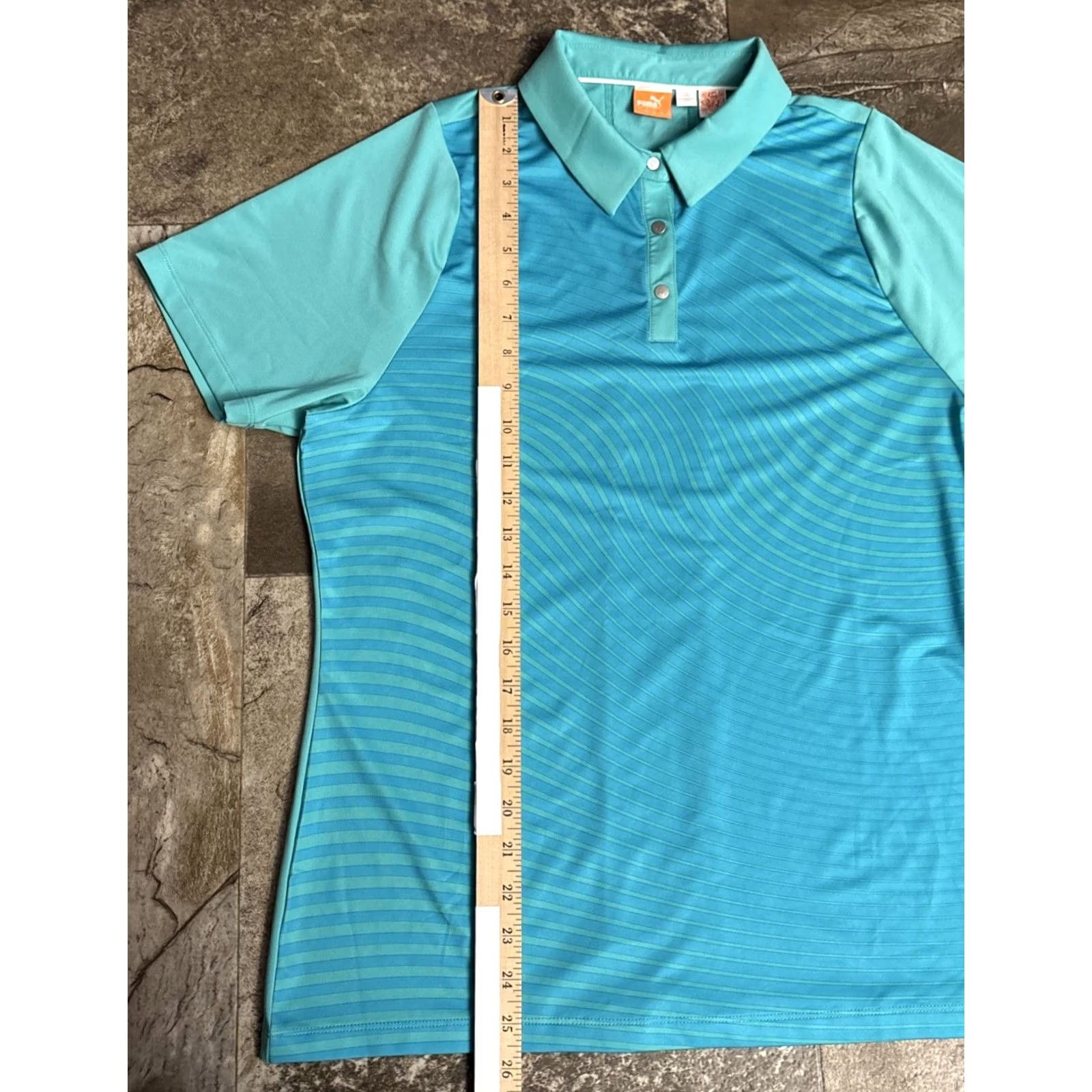 Puma Puma CoolCELL Polo Shirt Womens L Green Teal Snap Golf Performance Top 539 Size L / US 10 / IT 46 - 3 Thumbnail