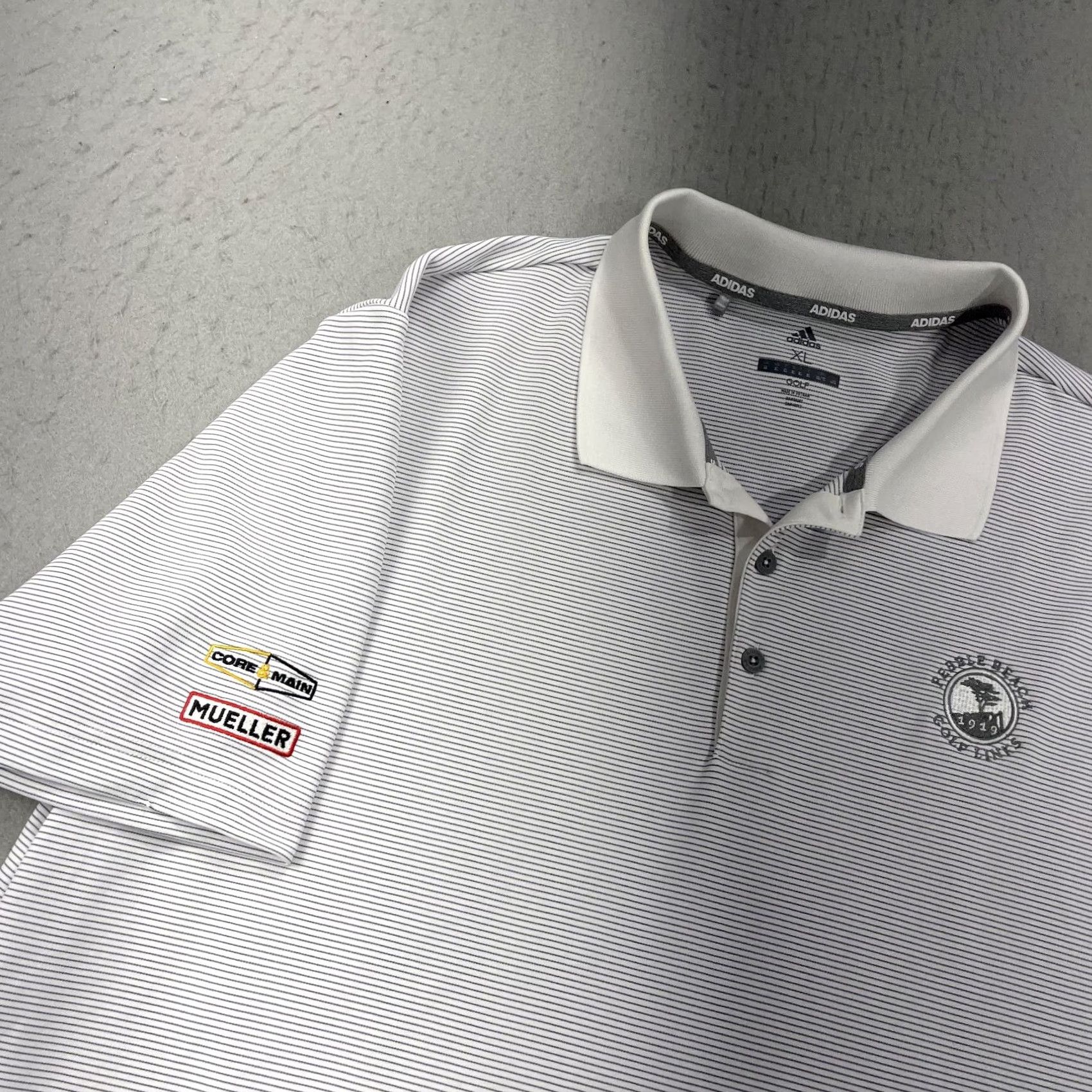 Adidas Adidas Golf Polo Shirt Mens XL White Striped Performance Logo Polo Shirt Size US XL / EU 56 / 4 - 3 Thumbnail