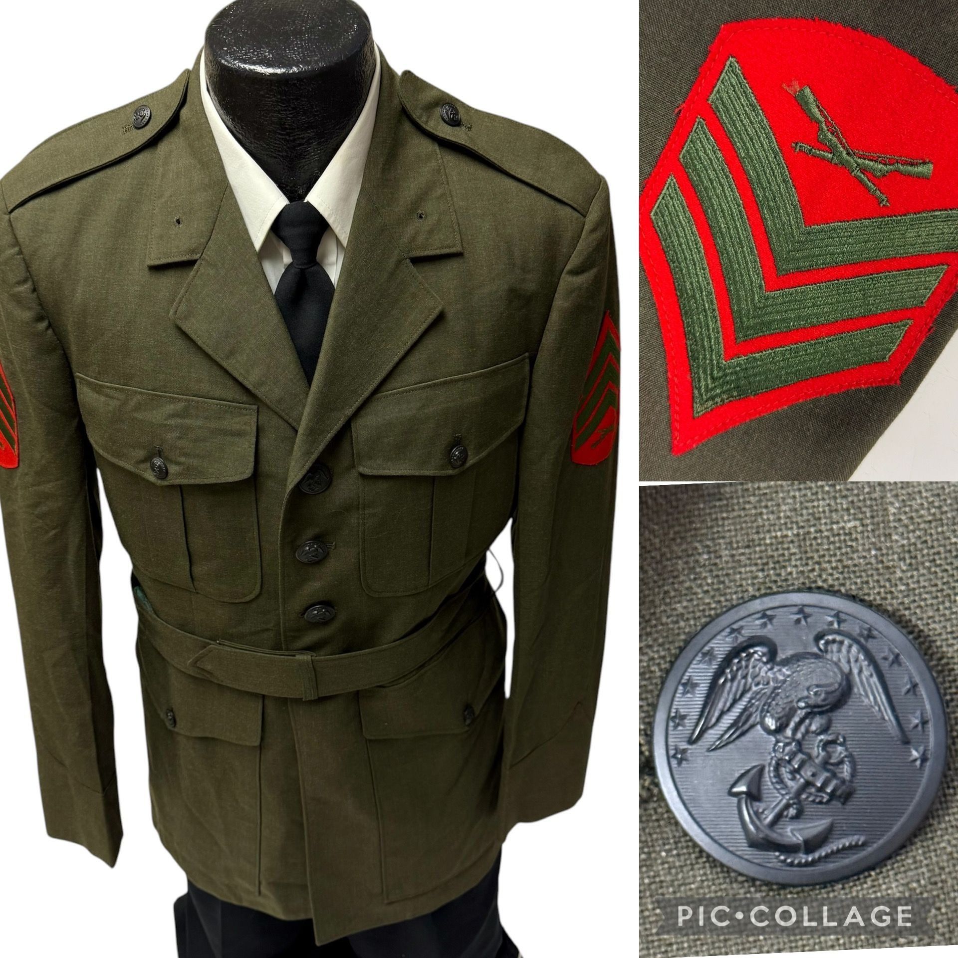 Other Vtg TROPICAL Military Dress Uniform BELTED USA Army Jacket Size 38R - 1 Thumbnail