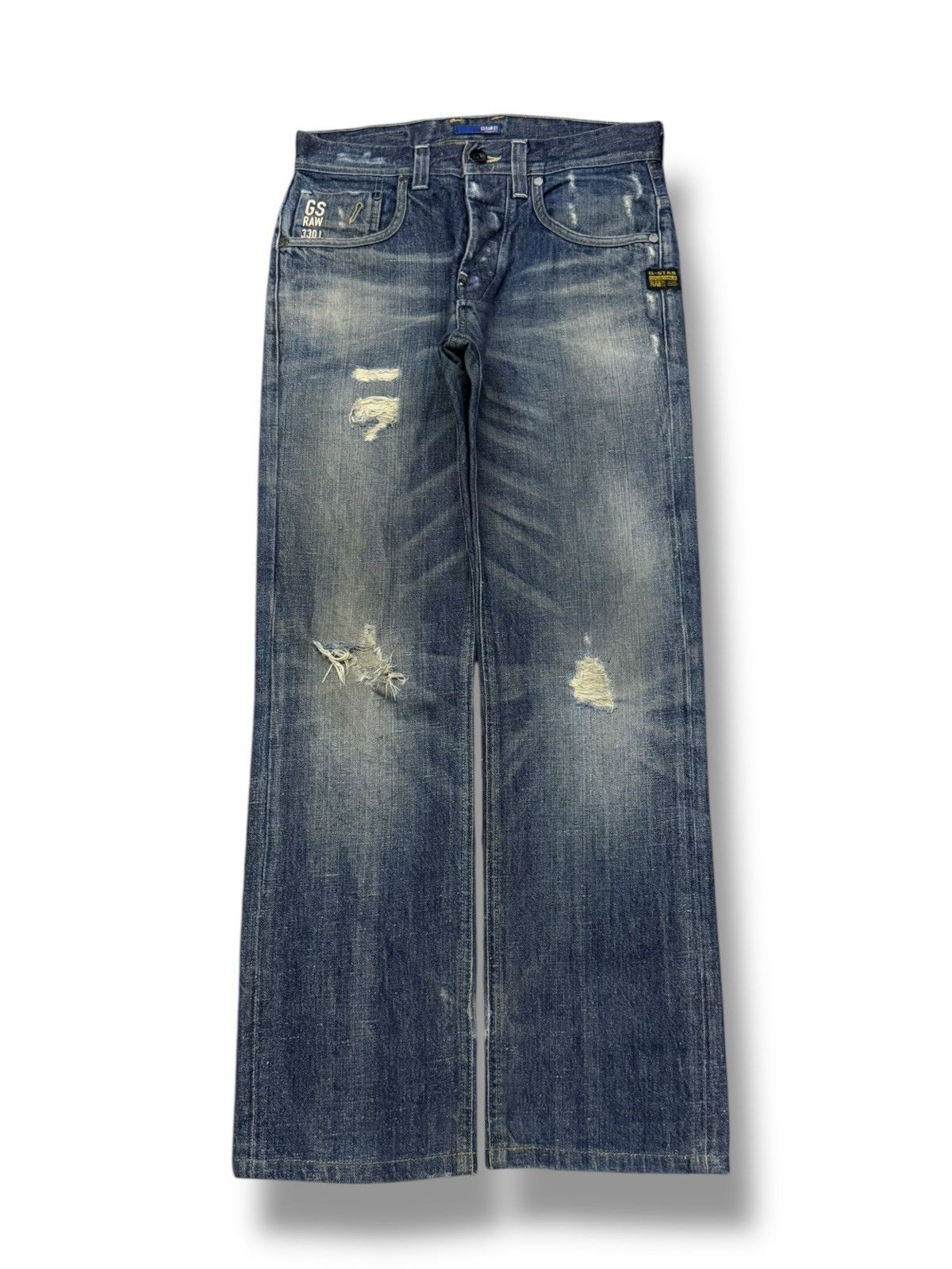 G-Star Vintage G-Star RAW 3301 Attacc Straight Distressed Denim 31 Size US 31 - 2 Thumbnail