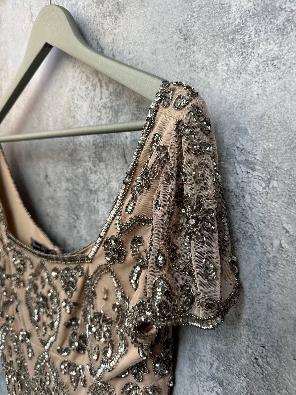 Vintage Pisarro Nights Beaded Short Sleeve Top Silver Elegant Size M / US 6-8 / IT 42-44 - 6 Thumbnail