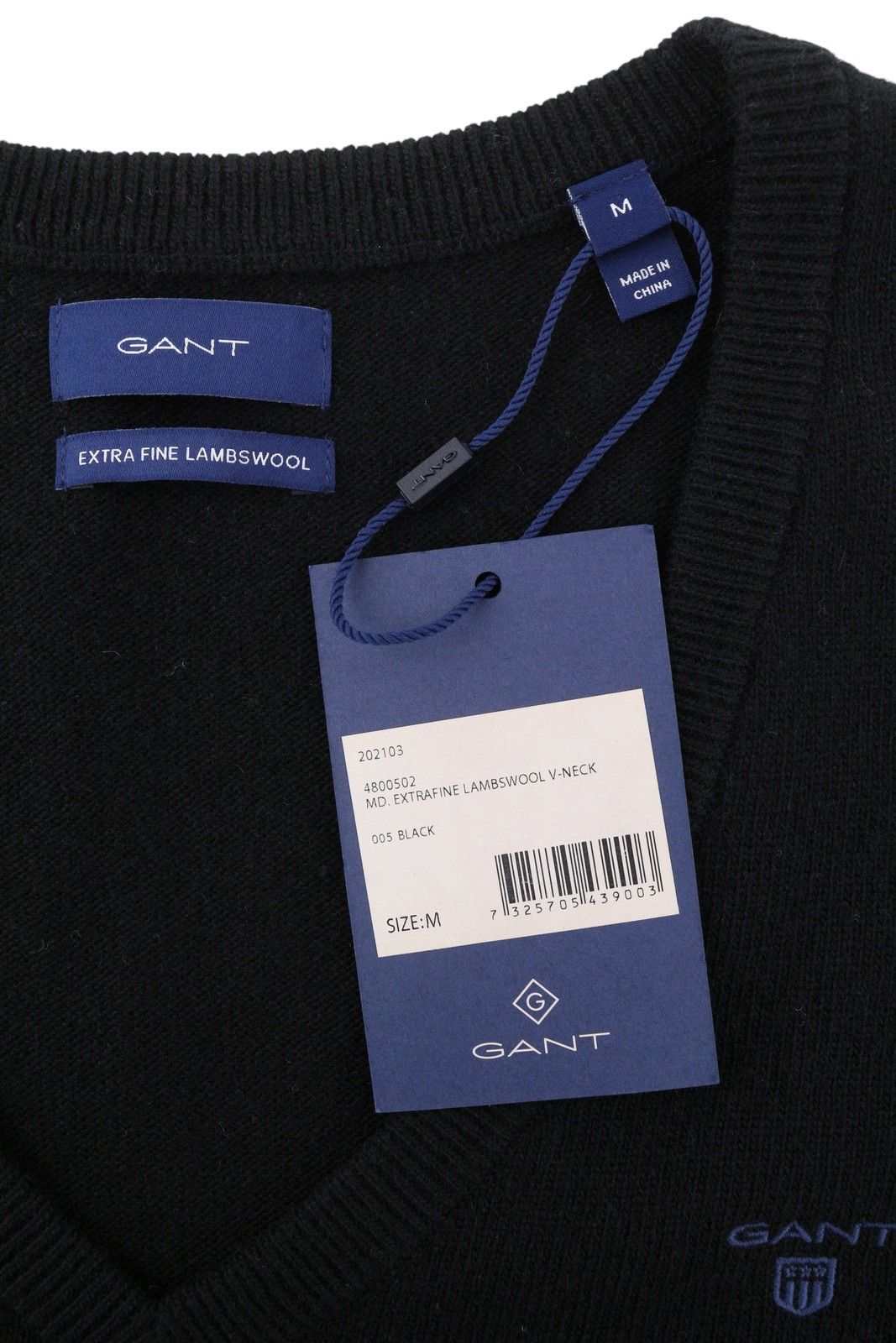 Gant EXTRAFINE LAMBSWOOL V-NECK M Black Knit 88104 Size M / US 6-8 / IT 42-44 - 7 Thumbnail