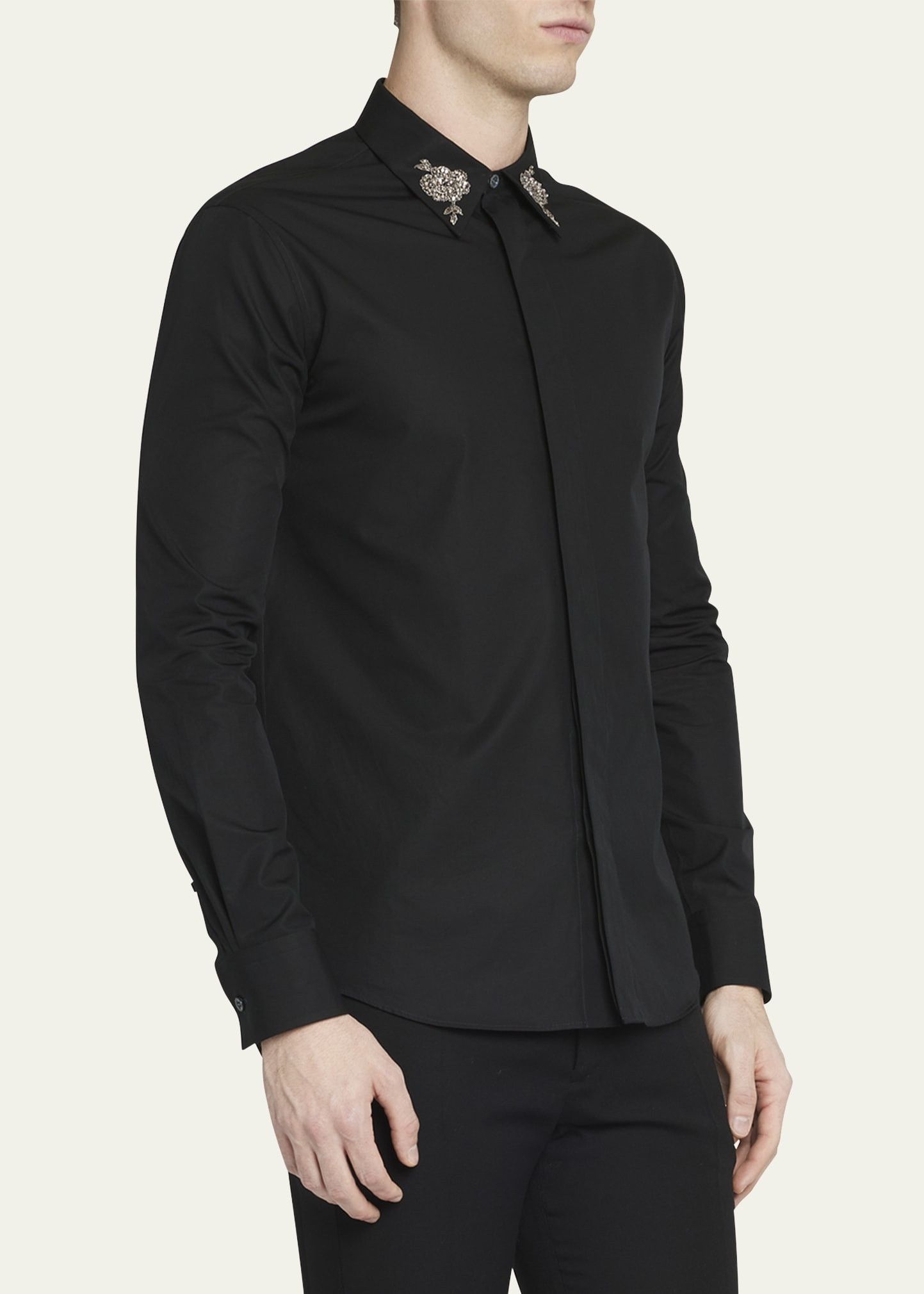 Alexander McQueen o1bcso1str0725 Embroidered Shirt in Black Size US L / EU 52-54 / 3 - 4 Thumbnail