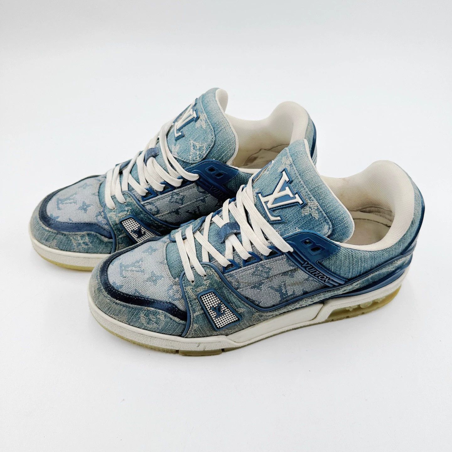 Louis Vuitton LV Trainer size 40 blue denim monogram sneakers Size US 7 / EU 40 - 4 Thumbnail