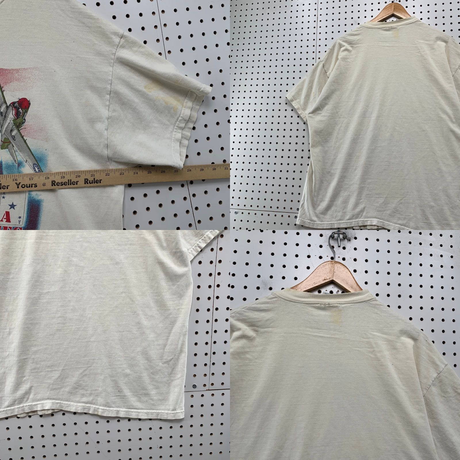 Hanes VINTAGE Hanes T-Shirt Mens XL White 90s Military Airplane Sophos USA Aces Flag Shirt Size US XL / EU 56 / 4 - 9 Thumbnail