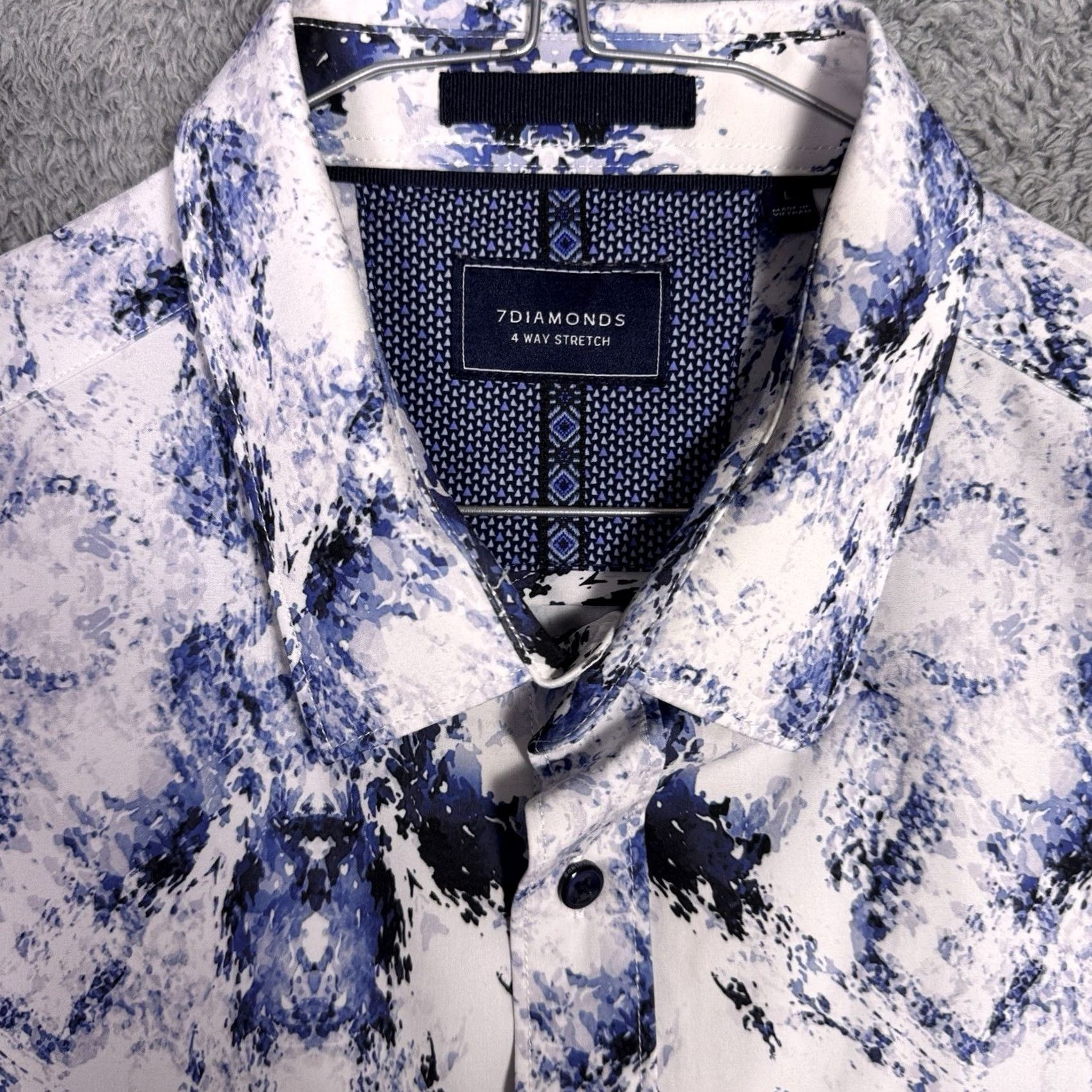Vintage 7 Diamonds Shirt Mens L Geometric 4 Way Stretch Performance Abstract Krakn Remix Size US L / EU 52-54 / 3 - 3 Thumbnail