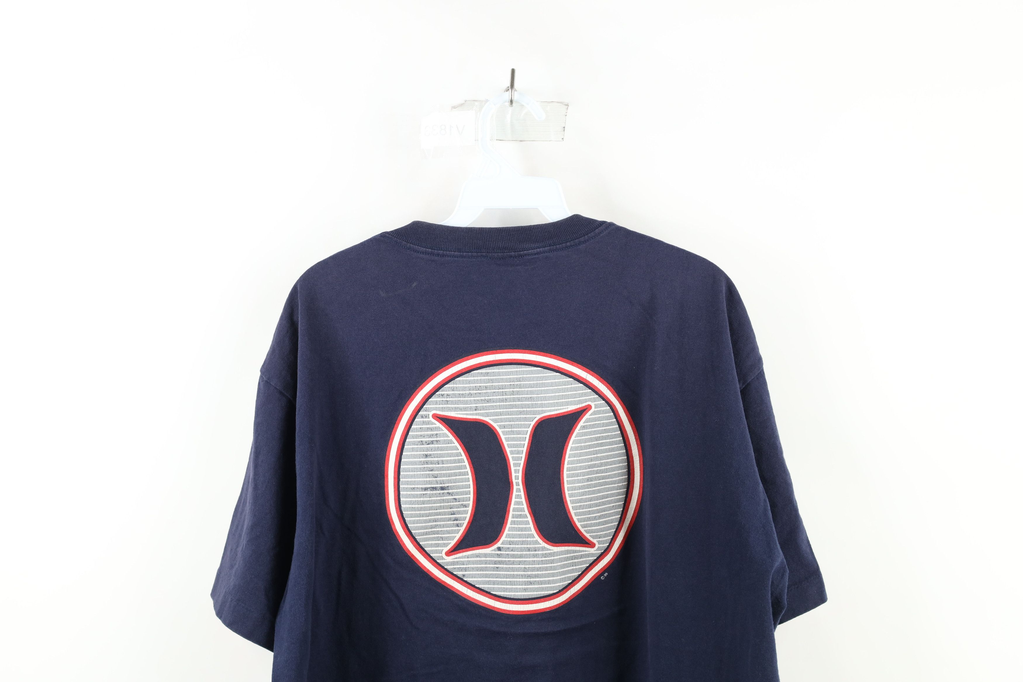 Hurley × Vintage Vintage 90s Hurley Surfing Out Double Sided T-Shirt Blue USA Size US L / EU 52-54 / 3 - 11 Thumbnail