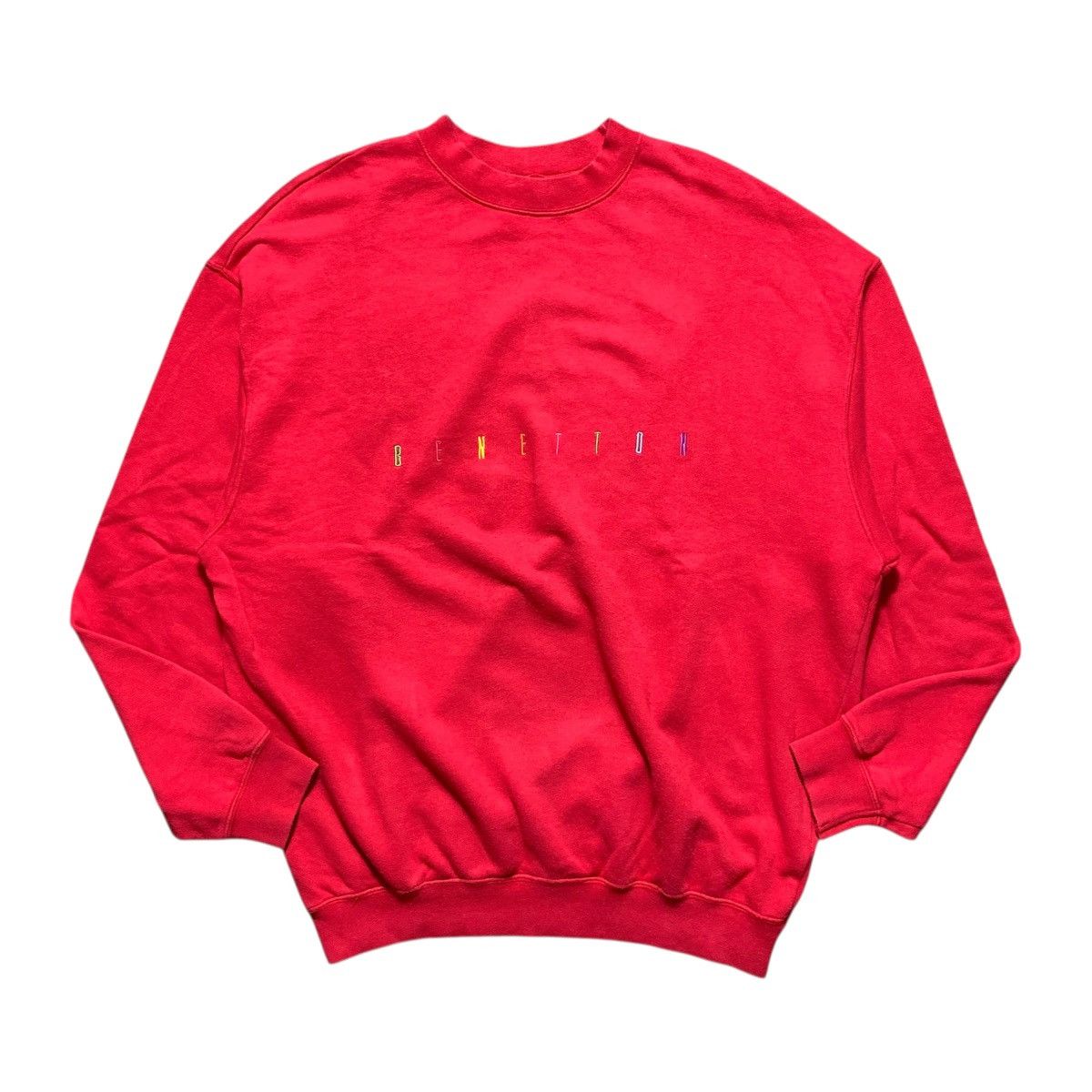 Benetton Vintage 90s Benetton Red Sweetshirt Size US L / EU 52-54 / 3 - 1 Thumbnail