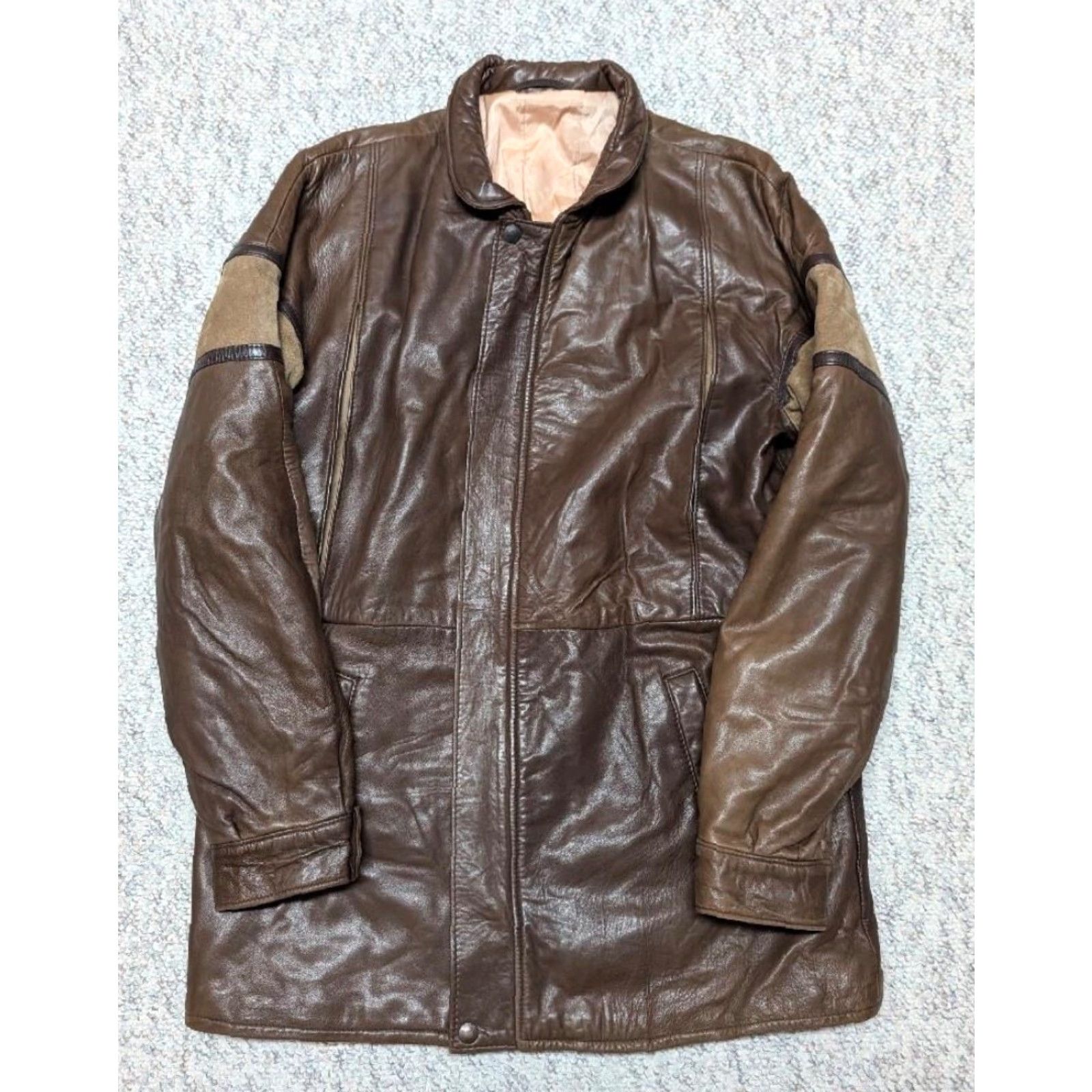 Vintage VINTAGE CUSTOM MOTORCYCLE leather JACKET Men S Brown Striped Lambskin Suede 38 Chest Zip Made in Canada Mens Jacket Size US S / EU 44-46 / 1 - 2 Thumbnail