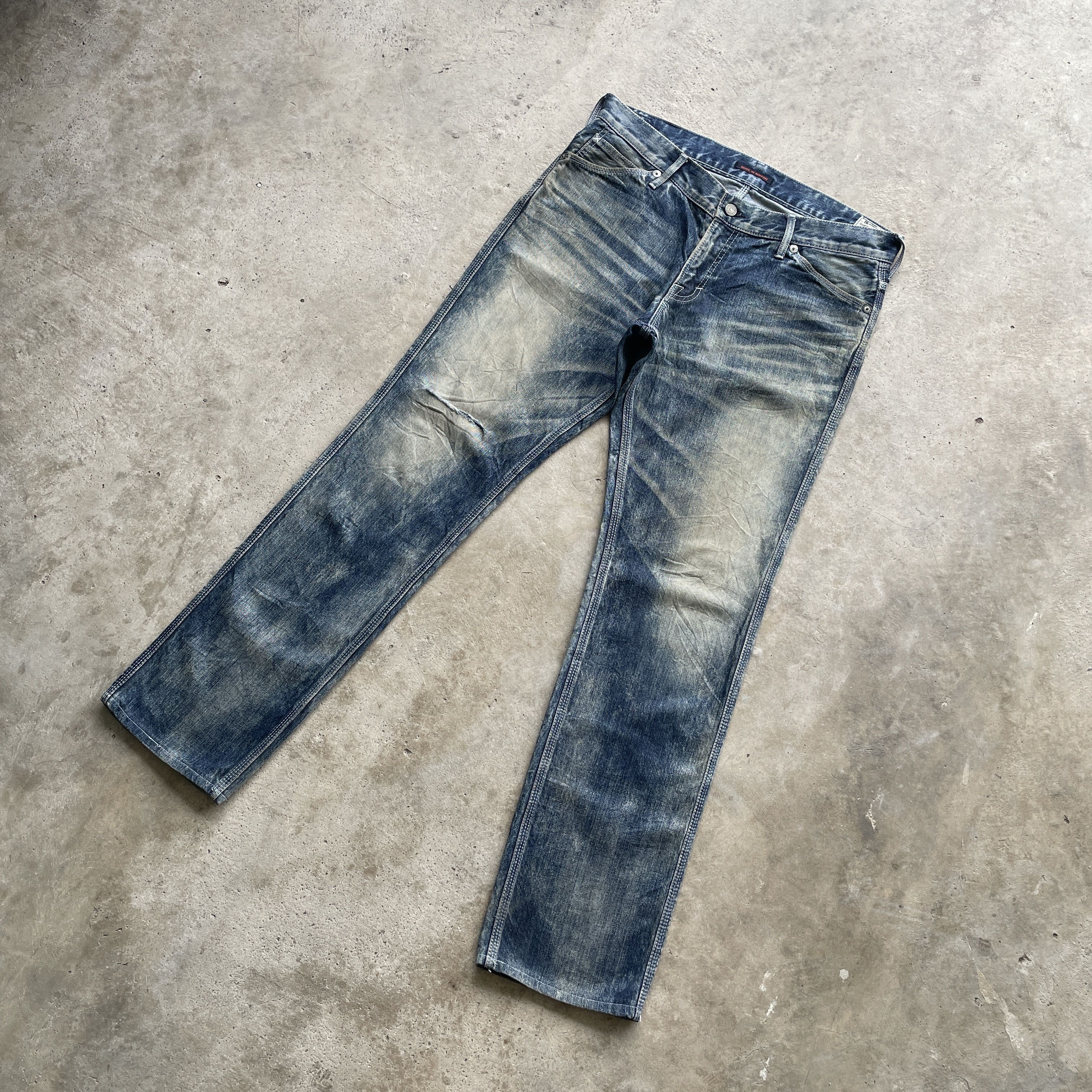 Japanese Brand W35 VINTAGE BLUEWAY RUSTY DISTRESSED JEANS FADED JAPAN PANTS Size US 35 - 1 Thumbnail