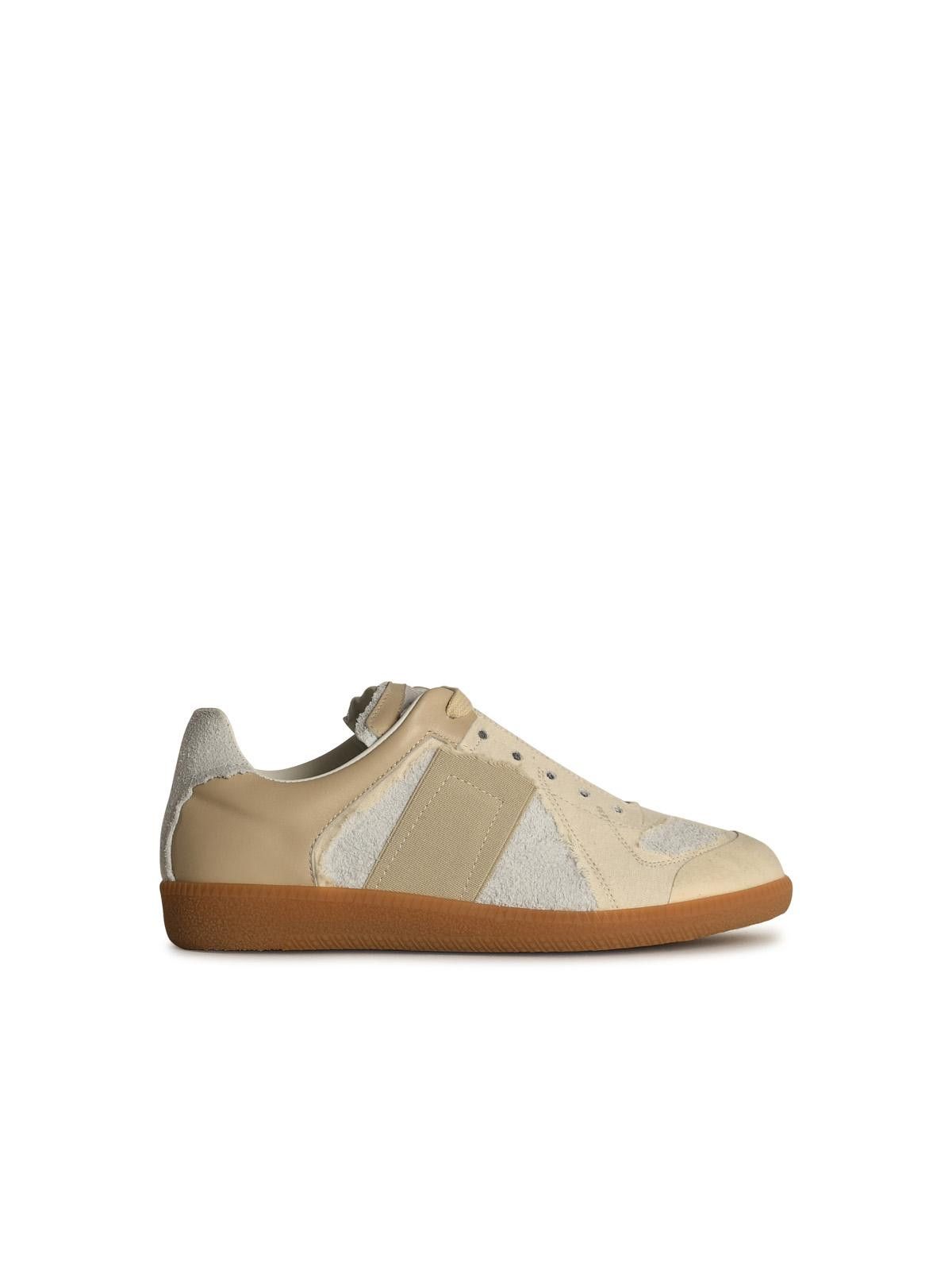 Maison Margiela MAISON MARGIELA 'Replica' Cream Suede Sneakers Size US 11 / IT 41 - 1 Thumbnail