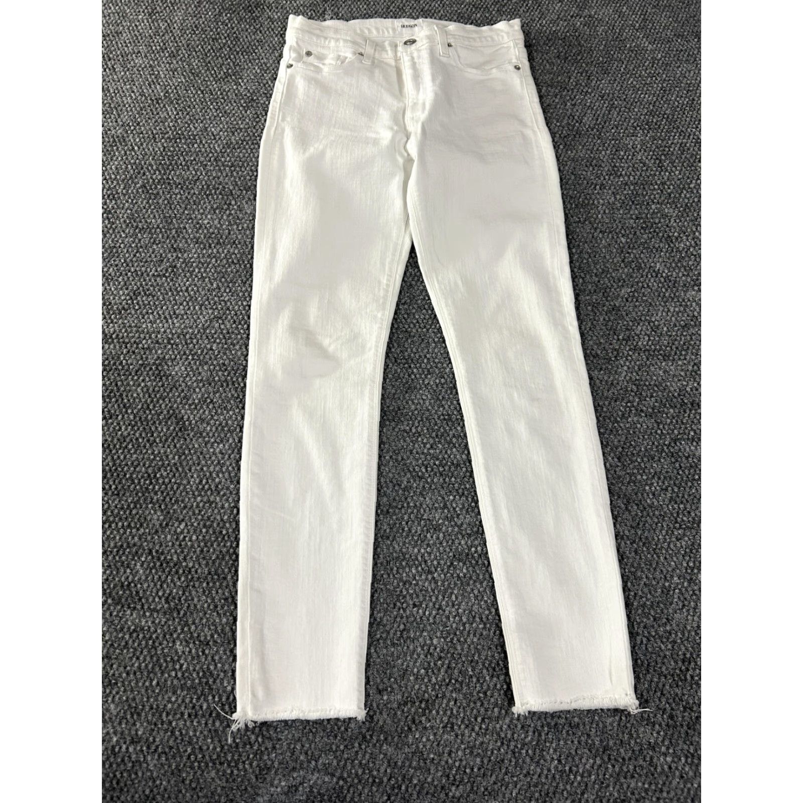 Hudson HUDSON Womens Jeans 27 White High Waist Barbara Super Skinny Ankle Raw Hem Size 27" / US 4 / IT 40 - 2 Thumbnail