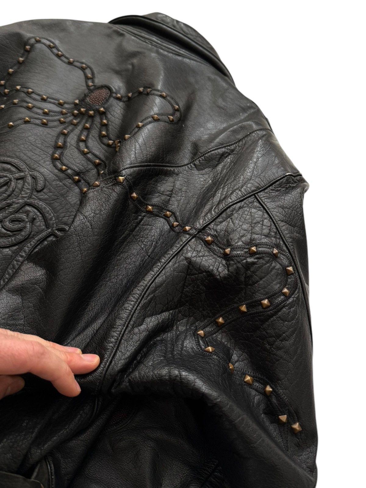 Bill Wall Leather GRAIL 1980’s Armored Brass and Stringray Oversized Leather Size US XL / EU 56 / 4 - 15 Thumbnail