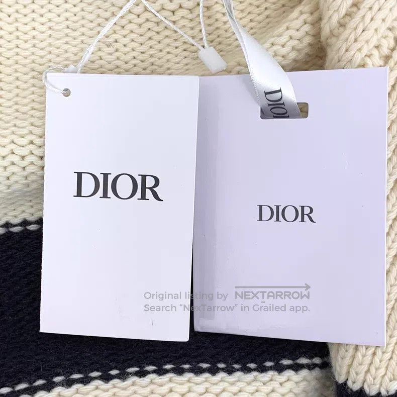 Dior Dior Color-blocked striped horn buckle wool navy collar lo Size XXS / US 00 / IT 34 - 8 Thumbnail