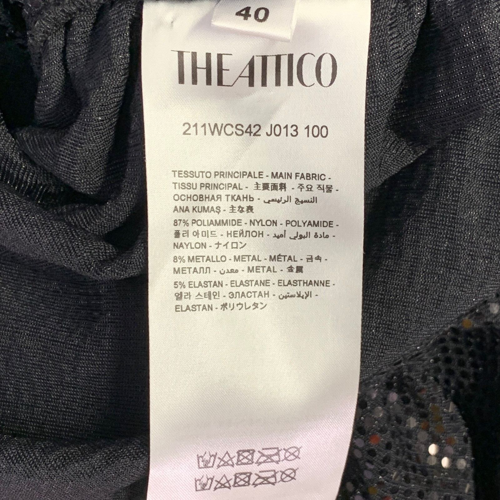 The Attico 4 Black Nylon Blend Sequined One Shoulder Dress Top Size S / US 4 / IT 40 - 5 Thumbnail
