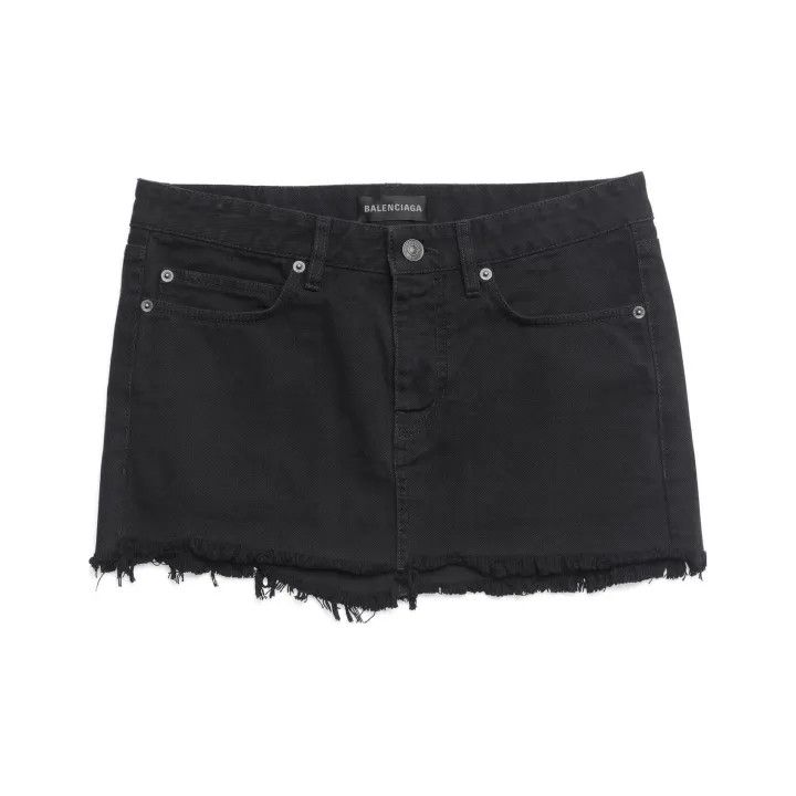 Balenciaga Balenciaga Black Cutoff Denim Mini Skirt 0079 Size 36" / US 14 / IT 50 - 1 Thumbnail