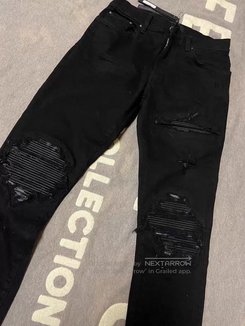Amiri Amiri Black patch leather denim jeans size 31 Size US 31 - 2 Thumbnail