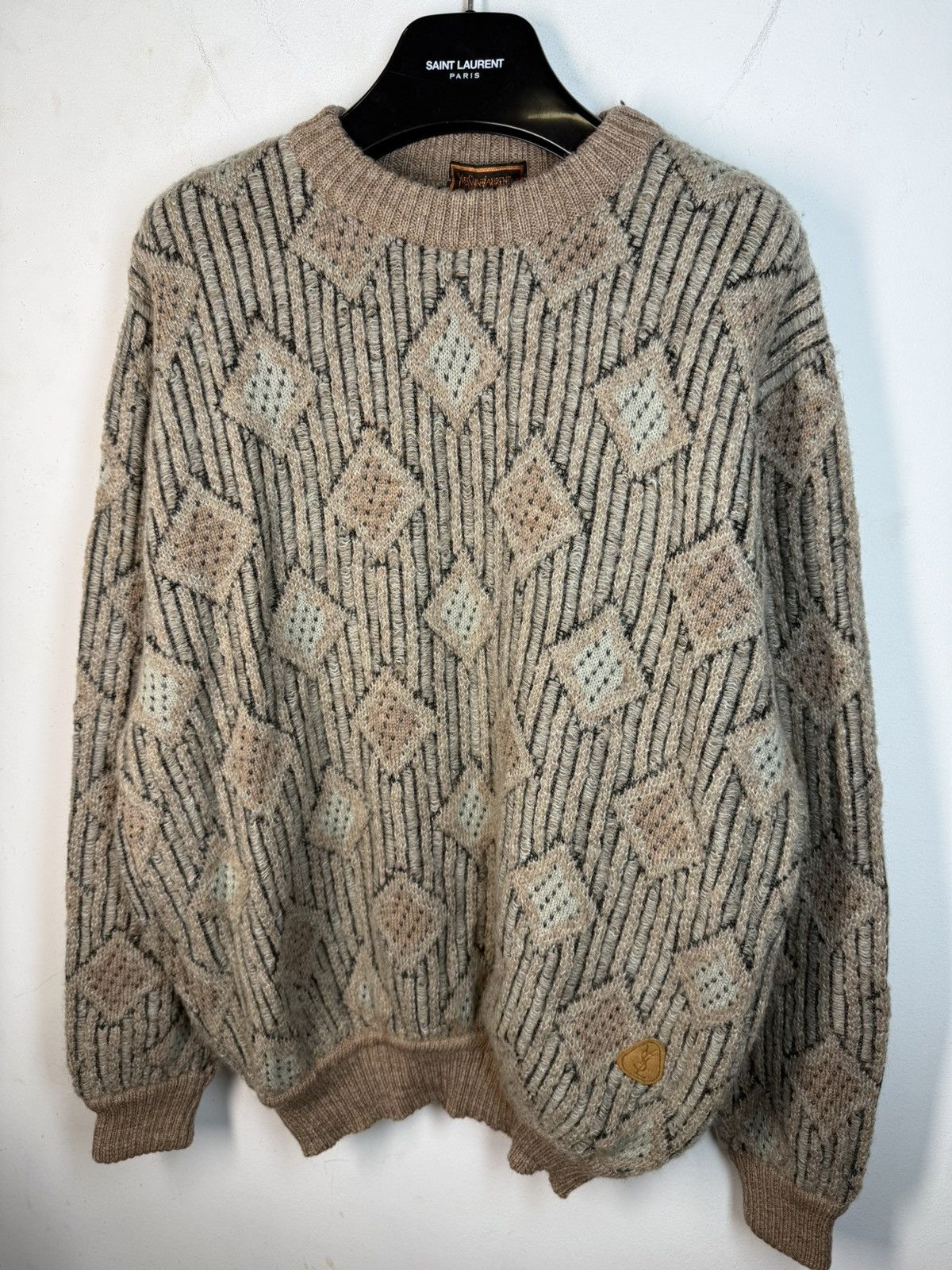 Yves Saint Laurent 90s Wool YSL Sweater Soft Beige Vintage Yves Saint Laurent Size US L / EU 52-54 / 3 - 20 Thumbnail