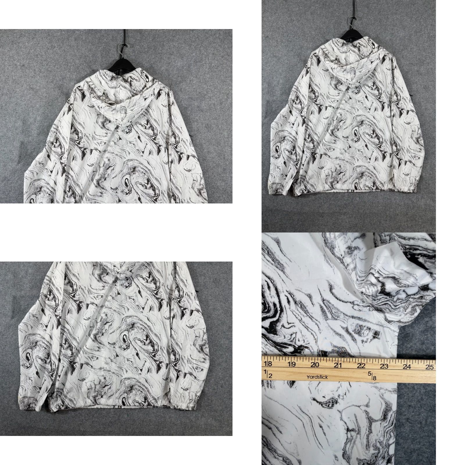 Vintage Beautiful Giant Windbreaker Jacket Mens L White Marble Print Hooded Zip Up NWOT Size US L / EU 52-54 / 3 - 8 Thumbnail