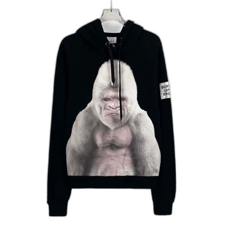 Burberry Black Gorilla Print Cotton Hoodie