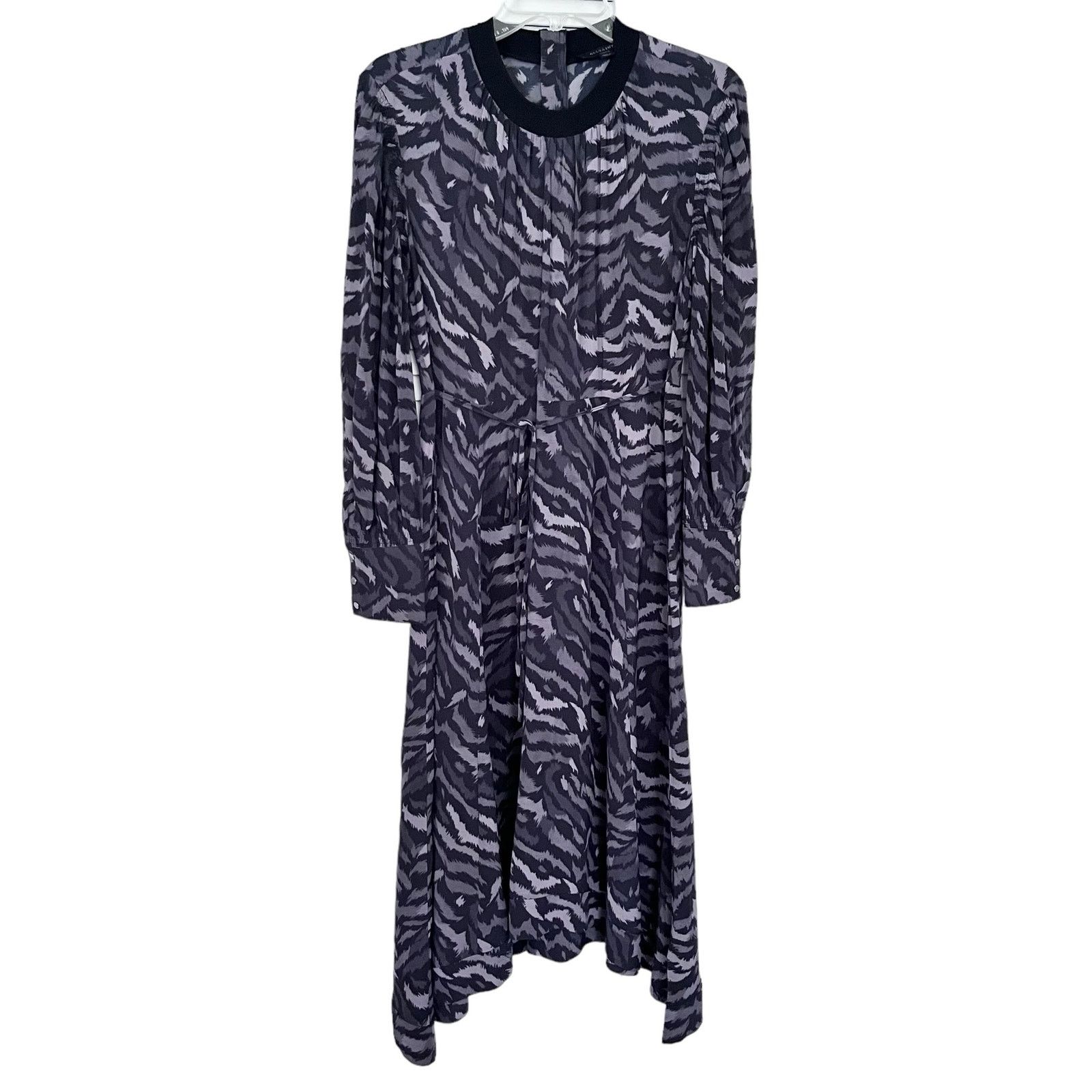 Allsaints All Saints Fayre Remix Animal Black Handkerchief Midi Dress Size S / US 4 / IT 40 - 2 Thumbnail
