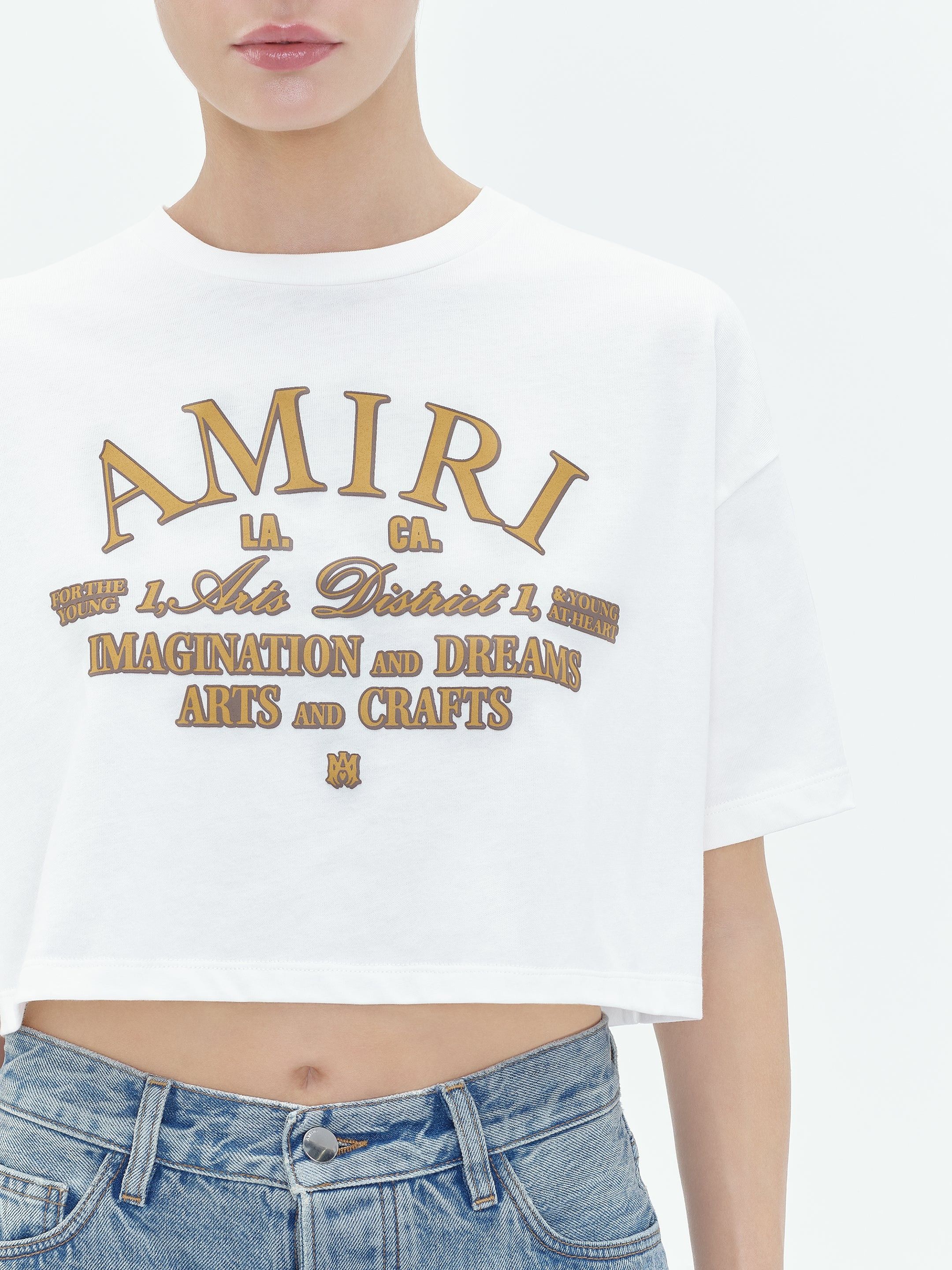 Amiri oc11z0325 Arts District Cropped T-Shirt in White Size S / US 4 / IT 40 - 6 Thumbnail
