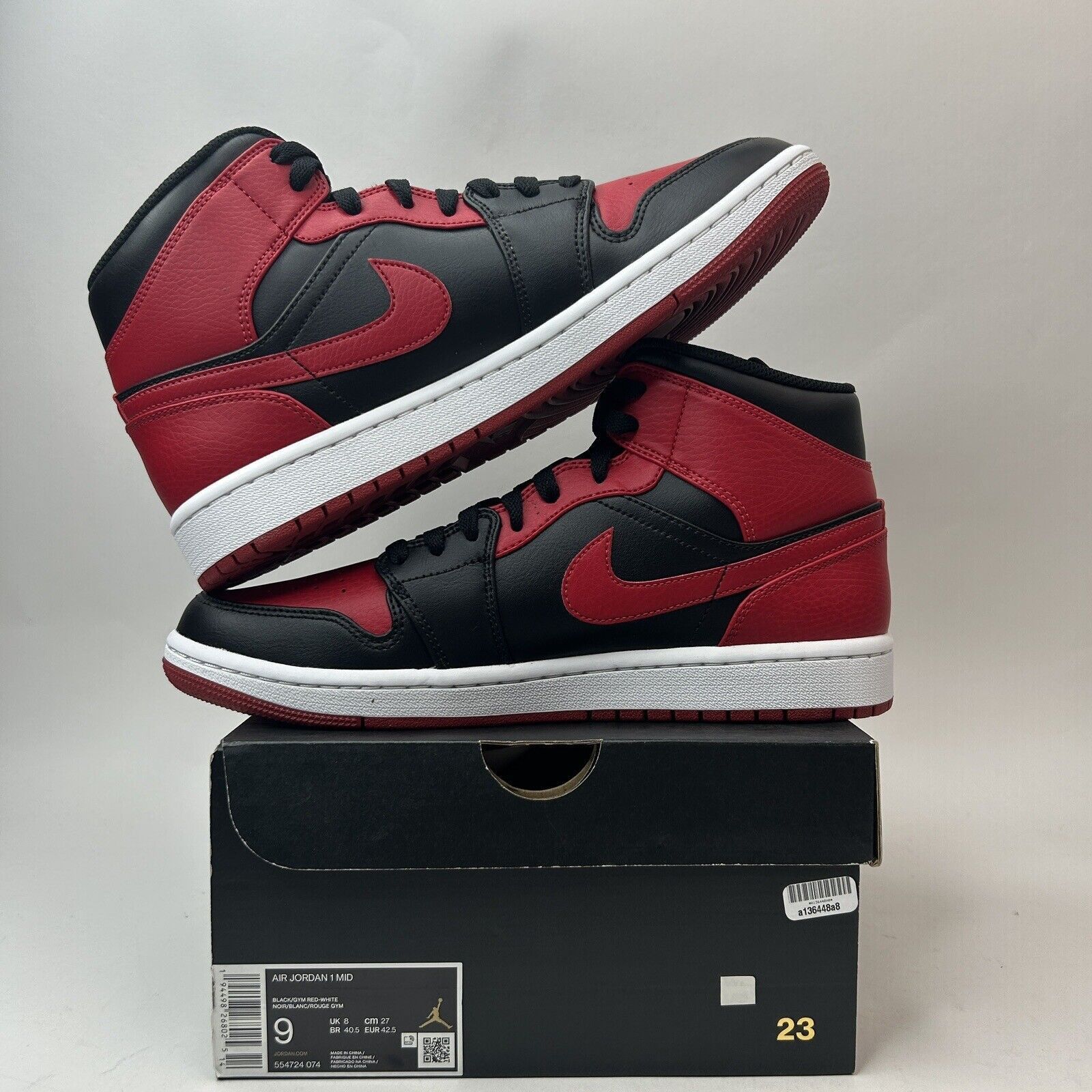 Jordan Brand Nike Air Jordan 1 Mid Retro “Banned/Black Gym Red” 2023 Size US 9 / EU 42 - 3 Thumbnail