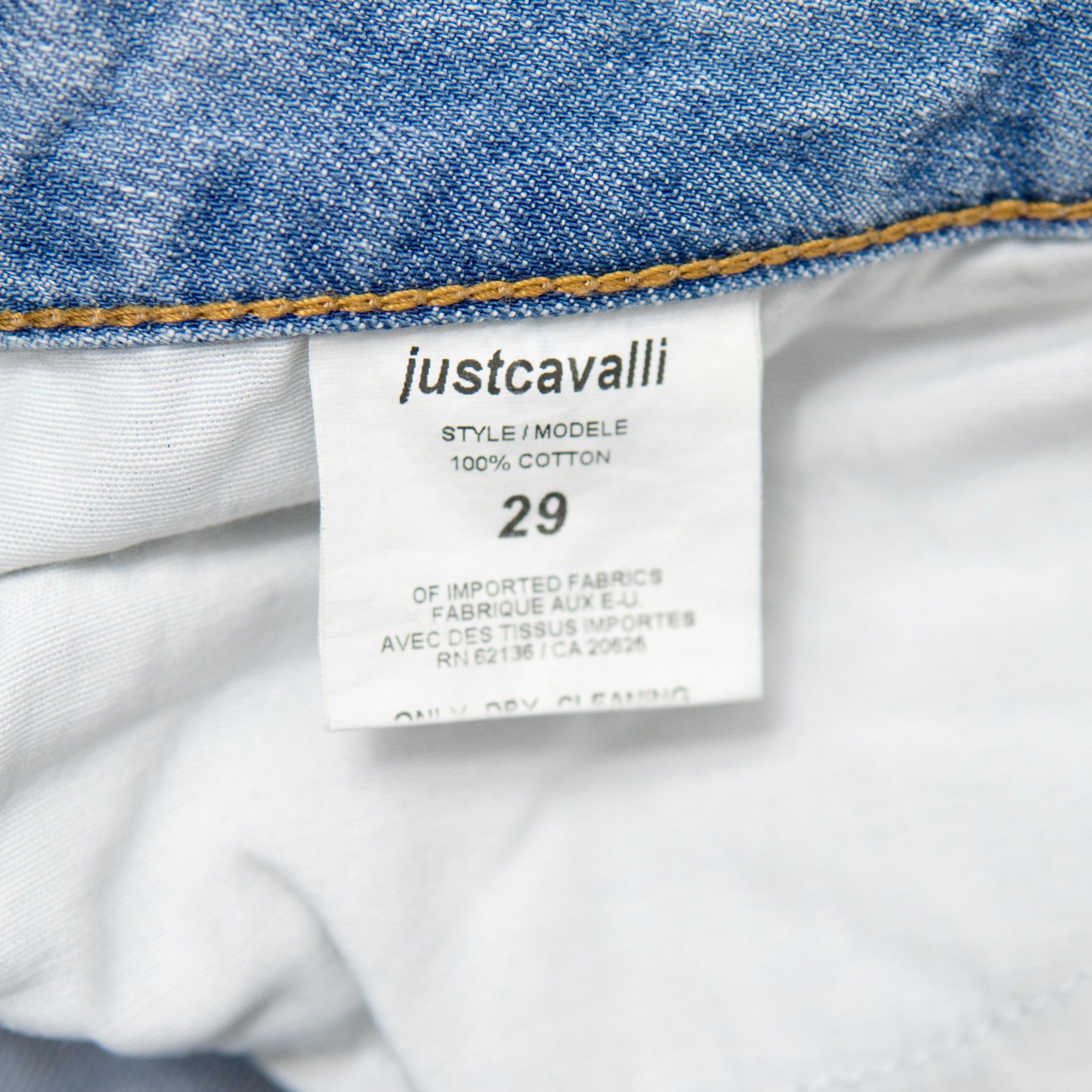 Just Cavalli Just Cavalli Light Blue Distressed Jeans W29 Straight Leg Size 29" - 9 Thumbnail