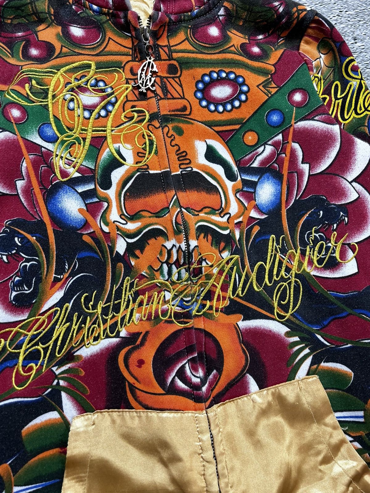 Christian Audigier × Ed Hardy × Vintage Ed Hardy Christian Audigier vintage zip hoodie gold Size M / US 6-8 / IT 42-44 - 2 Thumbnail