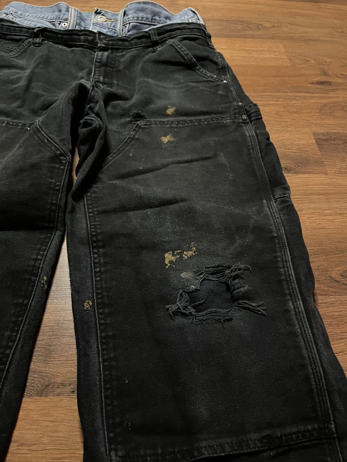 Other Custom 1 of 1 double waisted double knee jeans Size US 36 / EU 52 - 3 Thumbnail