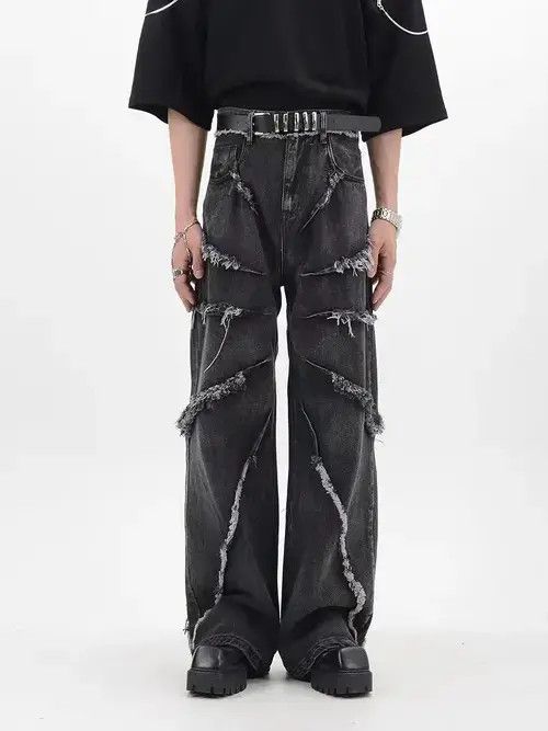 Japanese Brand × Jean Raw edge wide-leg jeans with retro design Size US 32 / EU 48 - 2 Thumbnail