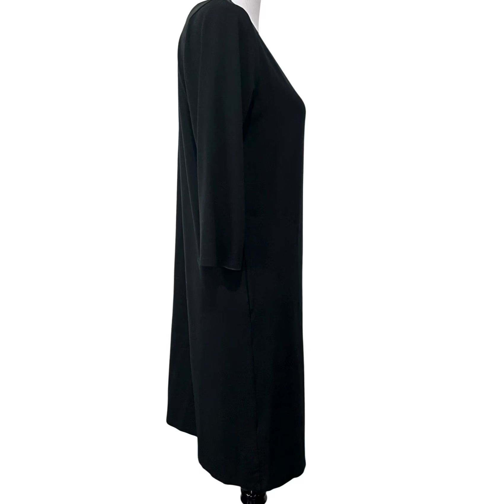 J. Jill J. Jill Wearever Dress V-Neck 3/4 Sleeve Black Women’s Size S Casual Pockets Size S / US 4 / IT 40 - 4 Thumbnail